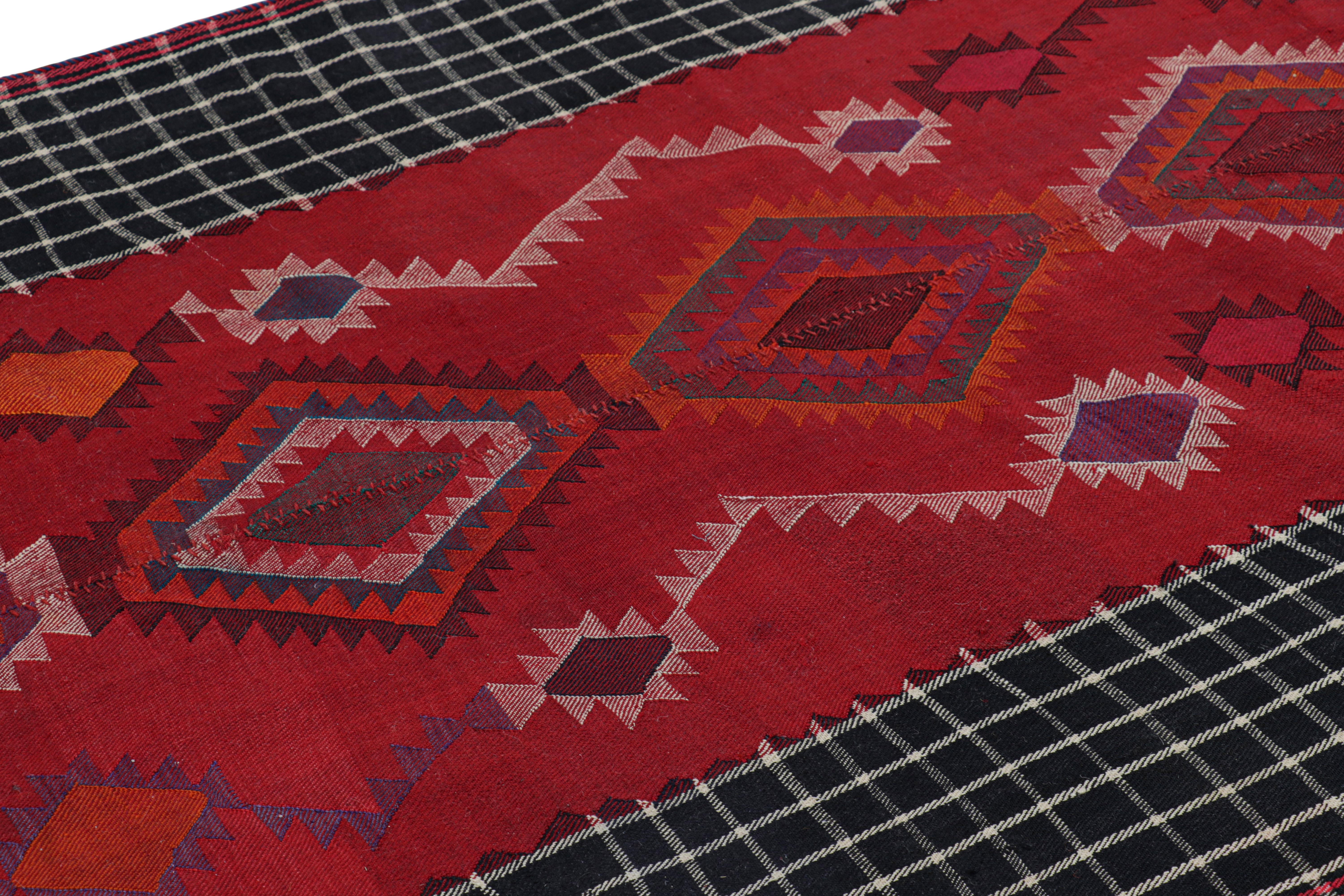 Handwoven in wool, this 4x7 vintage Persian kilim from Afghanistan, circa 1950-1960 is latest to join our internationally-acclaimed Kilim & Flatweave collection.  

On the Design: 

Connoisseurs will admire this personal vintage piece meant to catch