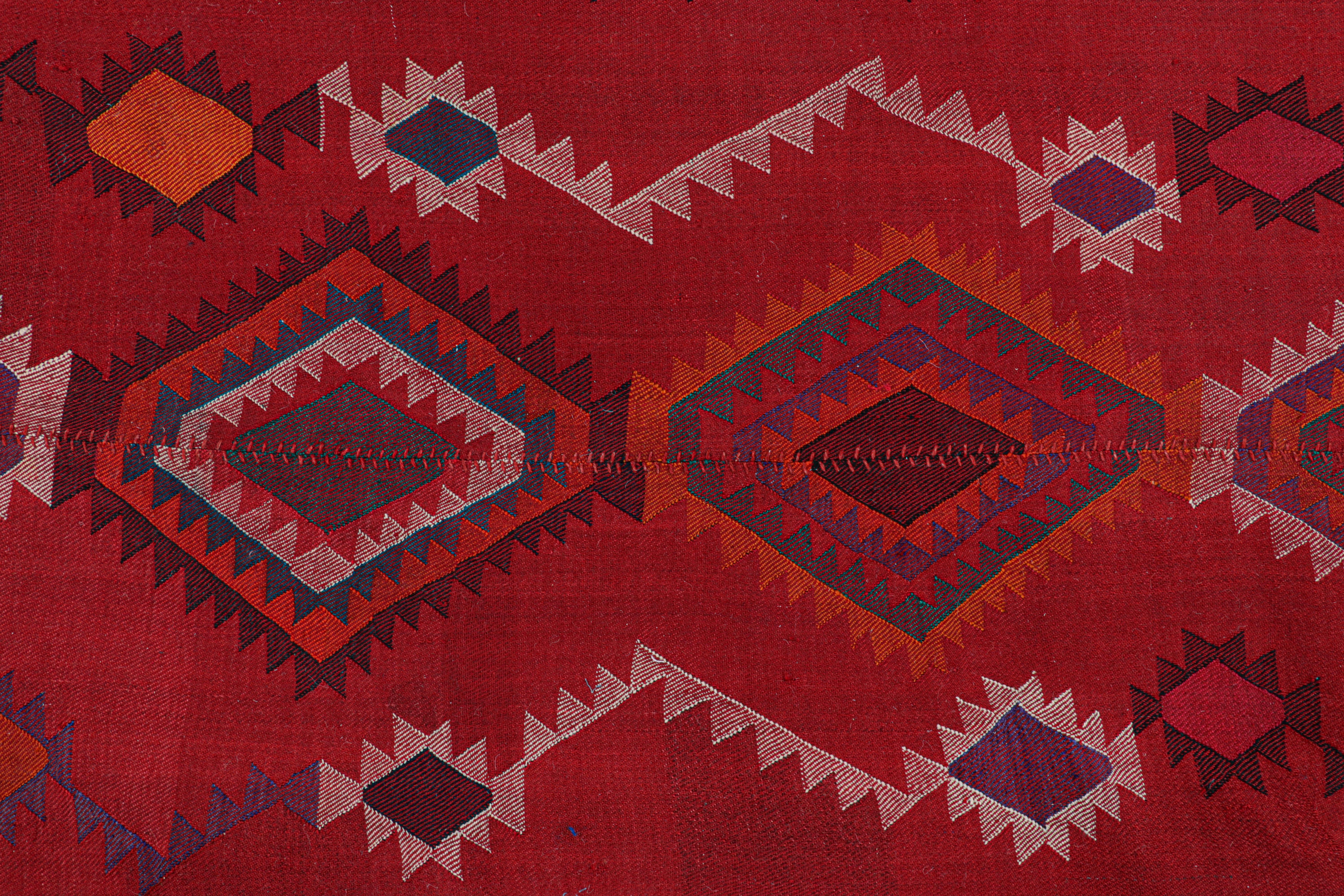 Afghan Vintage Persian Kilim in Red with Geometric Medallions, from Rug & Kilim For Sale