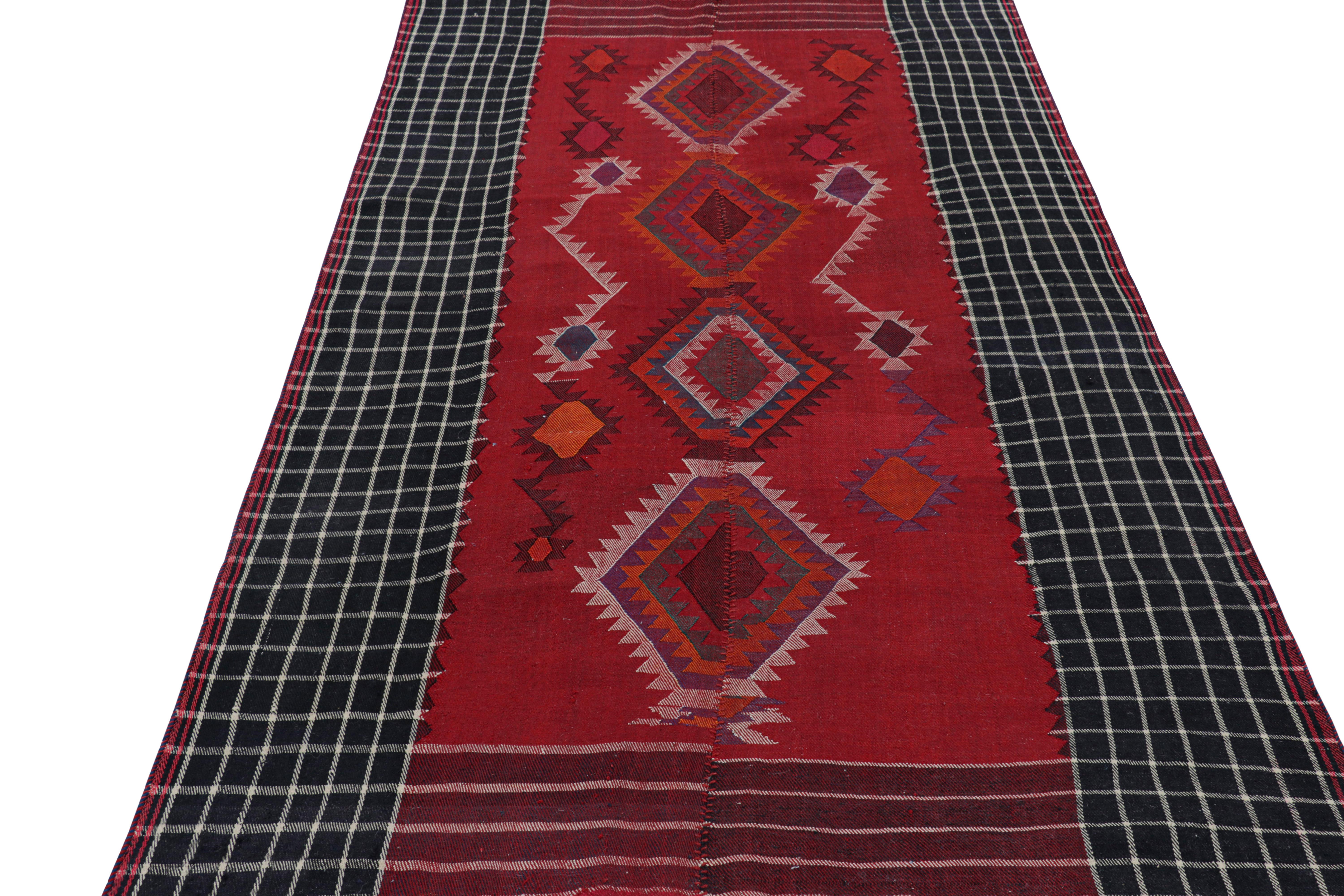 Vintage Persian Kilim in Red with Geometric Medallions, from Rug & Kilim In Good Condition For Sale In Long Island City, NY