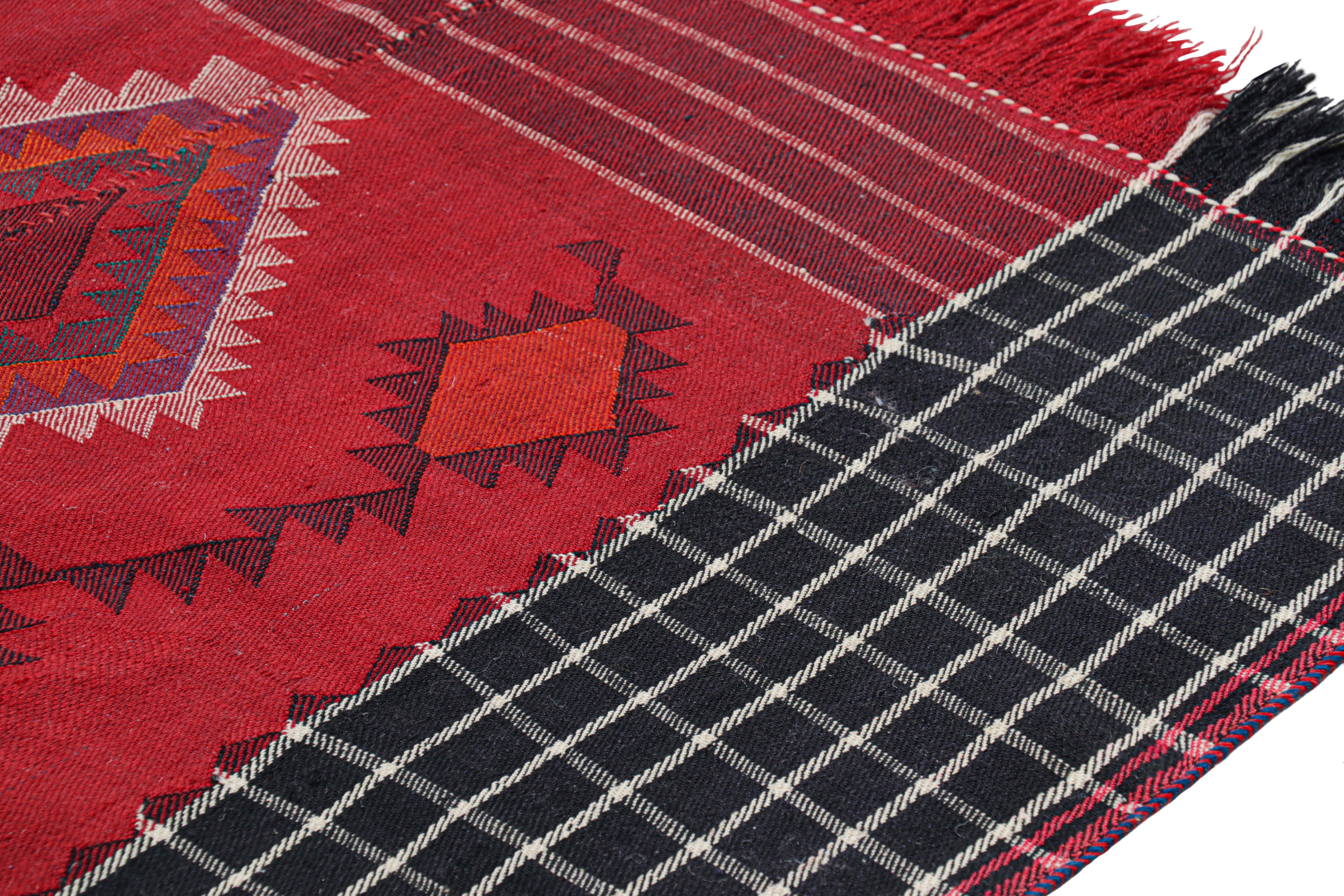 Mid-20th Century Vintage Persian Kilim in Red with Geometric Medallions, from Rug & Kilim For Sale