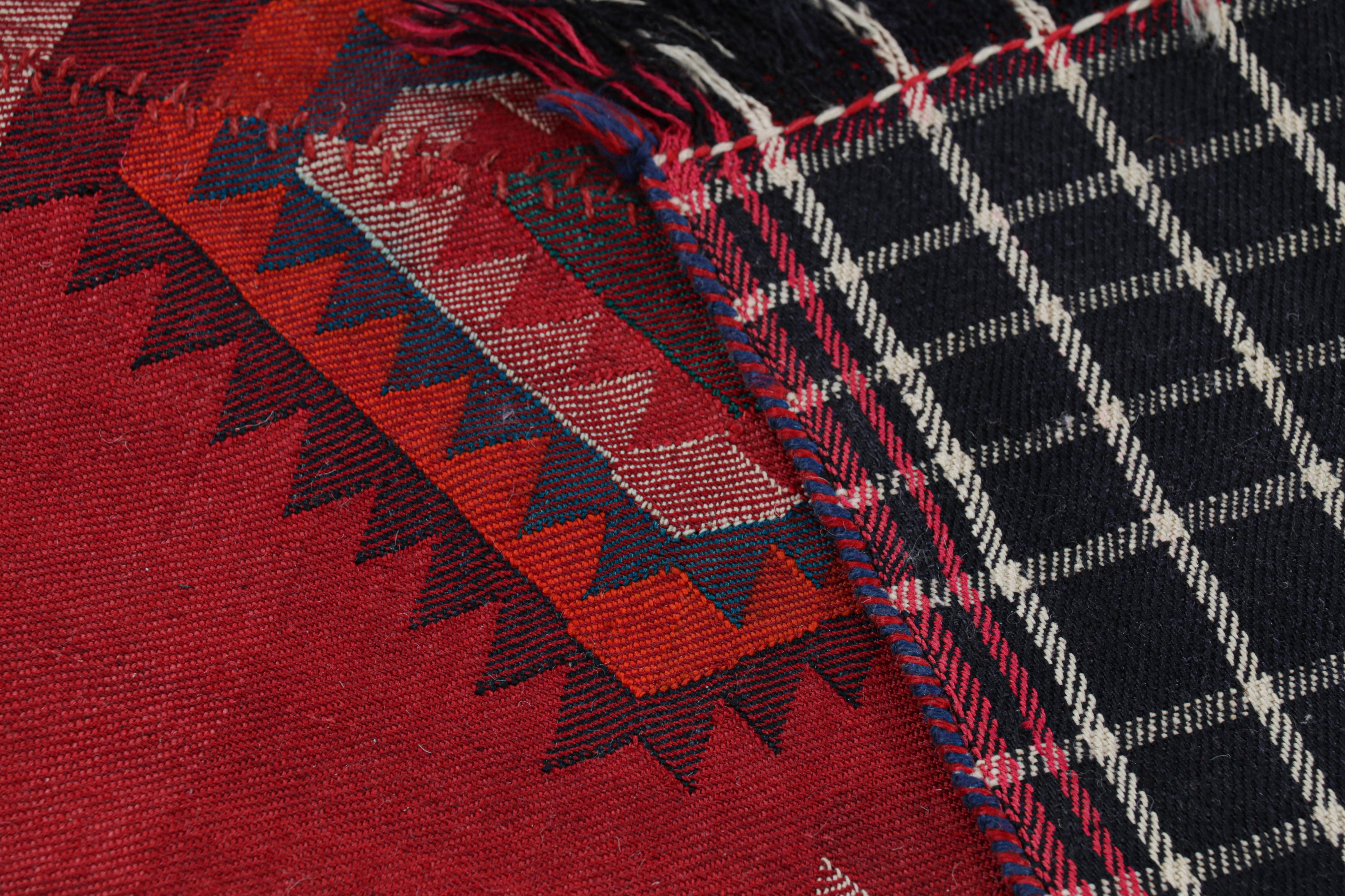 Wool Vintage Persian Kilim in Red with Geometric Medallions, from Rug & Kilim For Sale