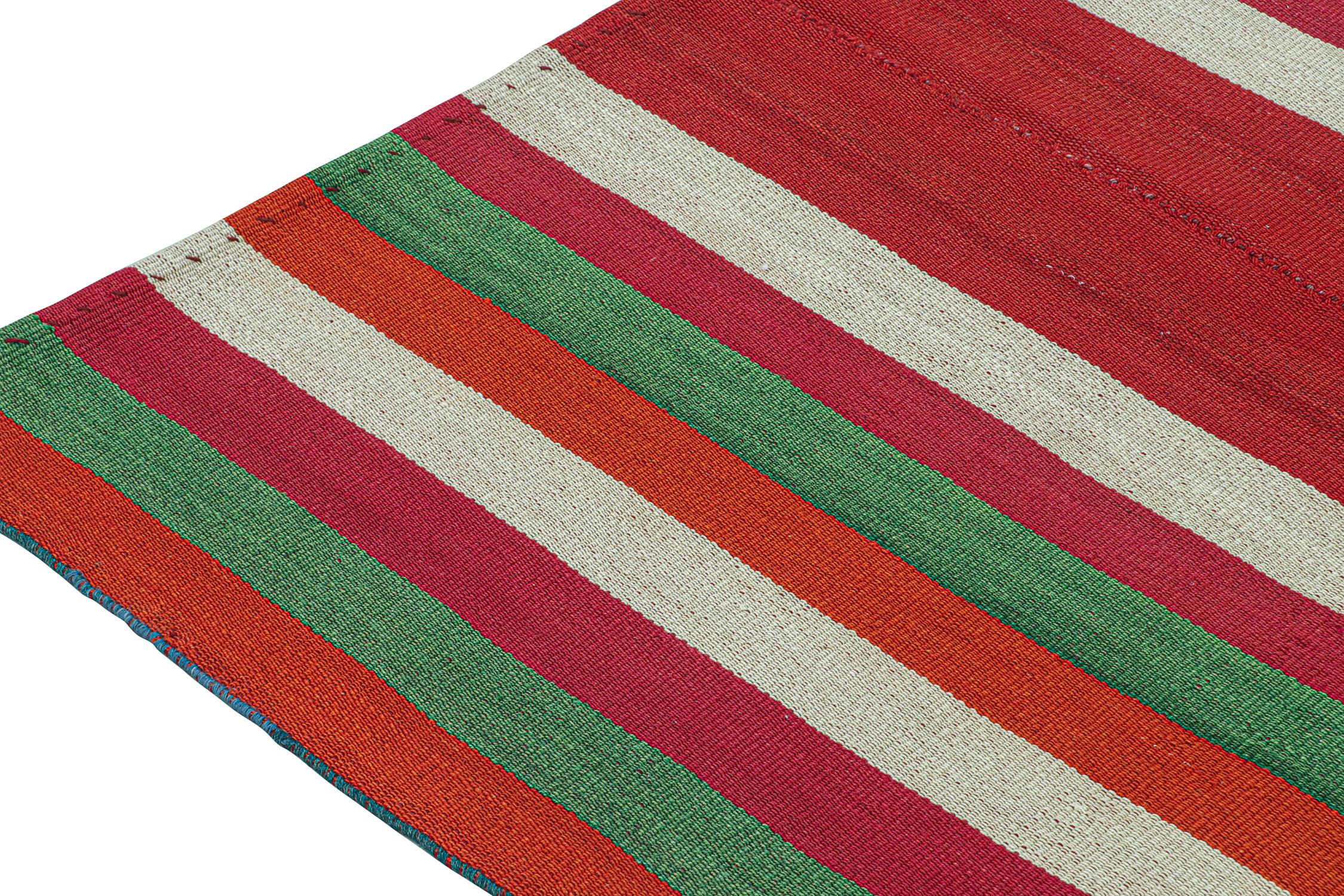 Vintage Persian Kilim in Red with Multicolor Stripes by Rug & Kilim In Good Condition For Sale In Long Island City, NY