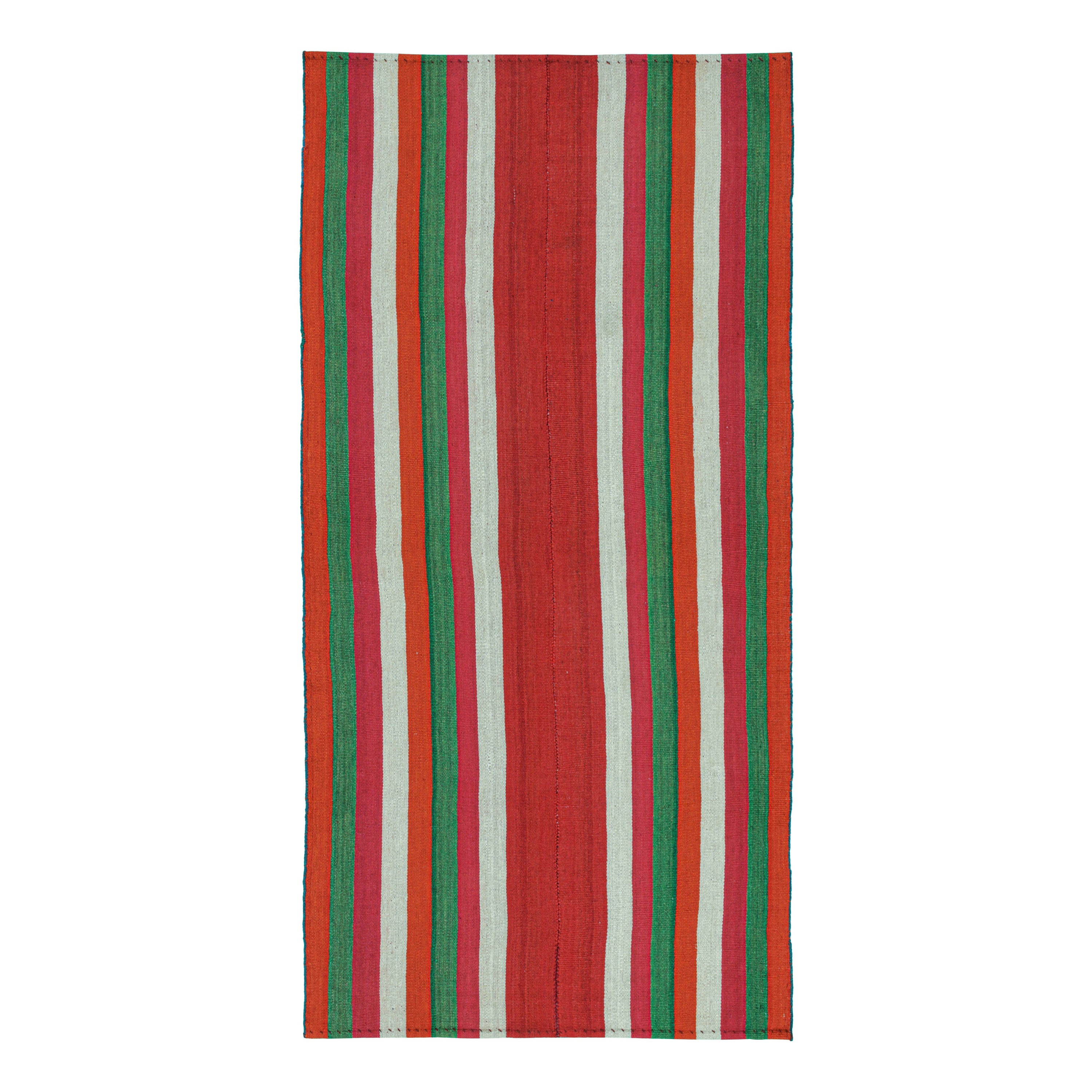 Persischer Kelim in Rot mit mehrfarbigen Streifen von Teppich & Kilim
