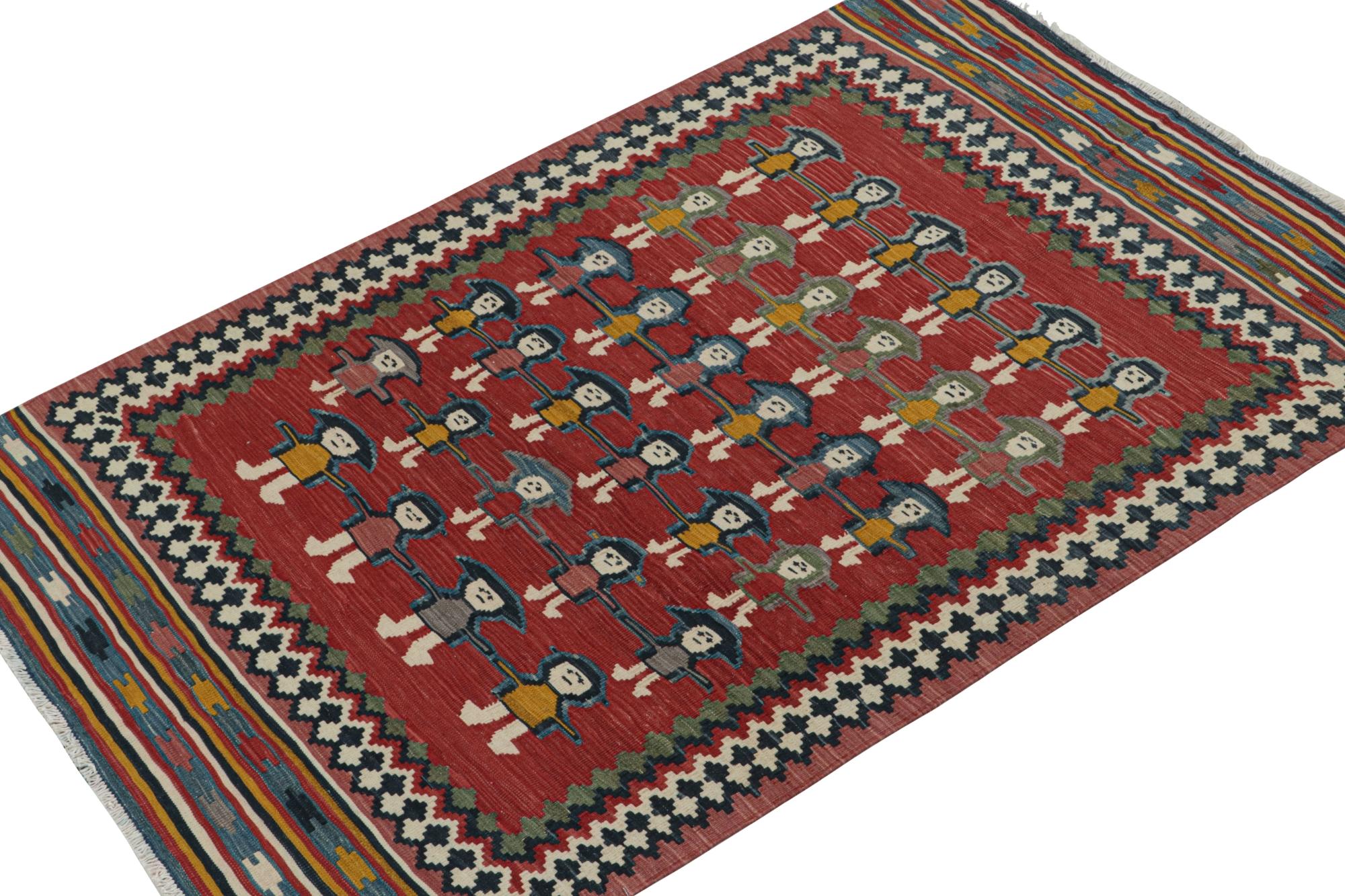 Persischer Kelim in Rot mit malerischen geometrischen Mustern von Teppich & Kilim (Stammeskunst) im Angebot