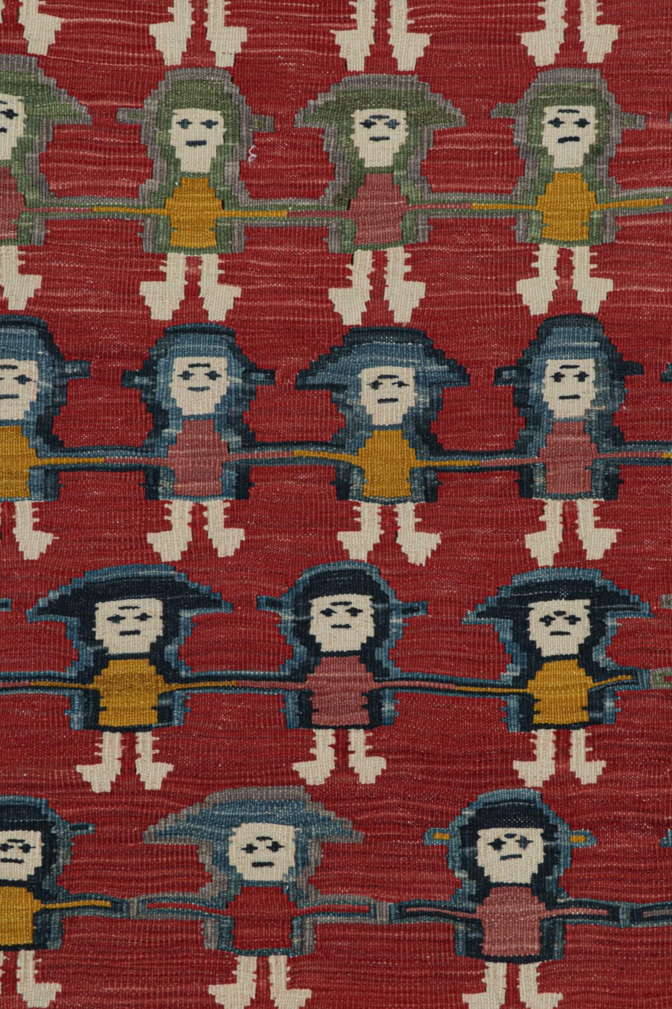 Persischer Kelim in Rot mit malerischen geometrischen Mustern von Teppich & Kilim (Mitte des 20. Jahrhunderts) im Angebot