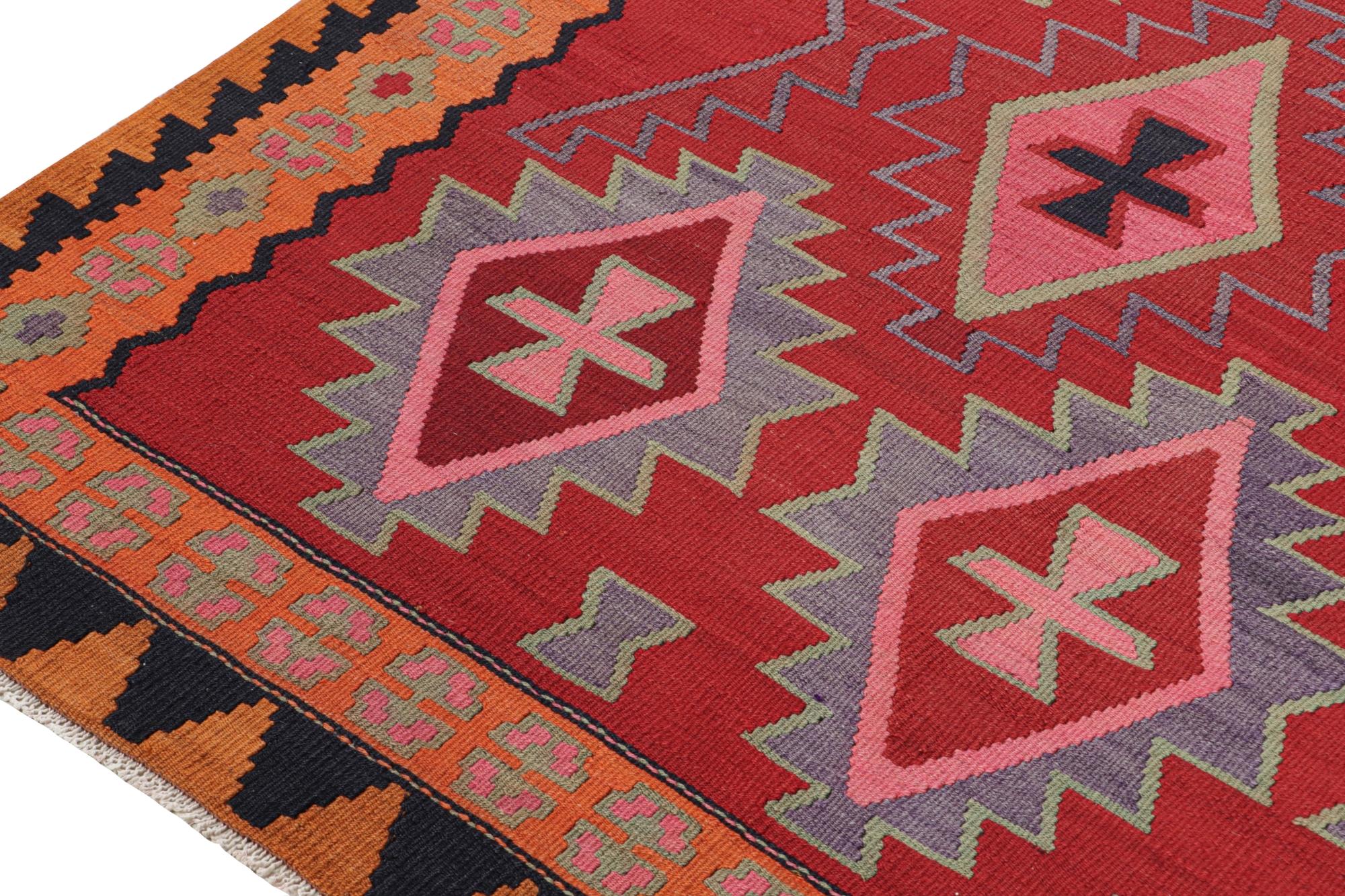 Mid-20th Century Vintage Persian Kilim in Red with Polychromatic Medallions For Sale