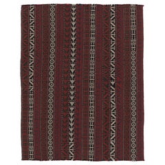 Vintage Persian Kilim in Rich Sanguine Red and Black Stripes - Rug 
Kilim