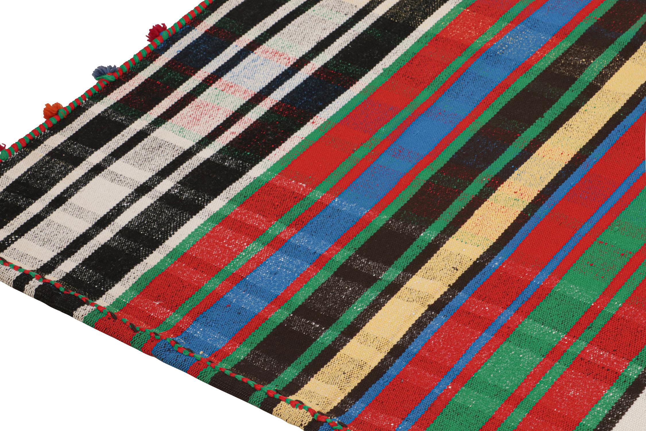 Vintage Persian Kilim in with Vibrant Polychromatic Stripes In Good Condition For Sale In Long Island City, NY