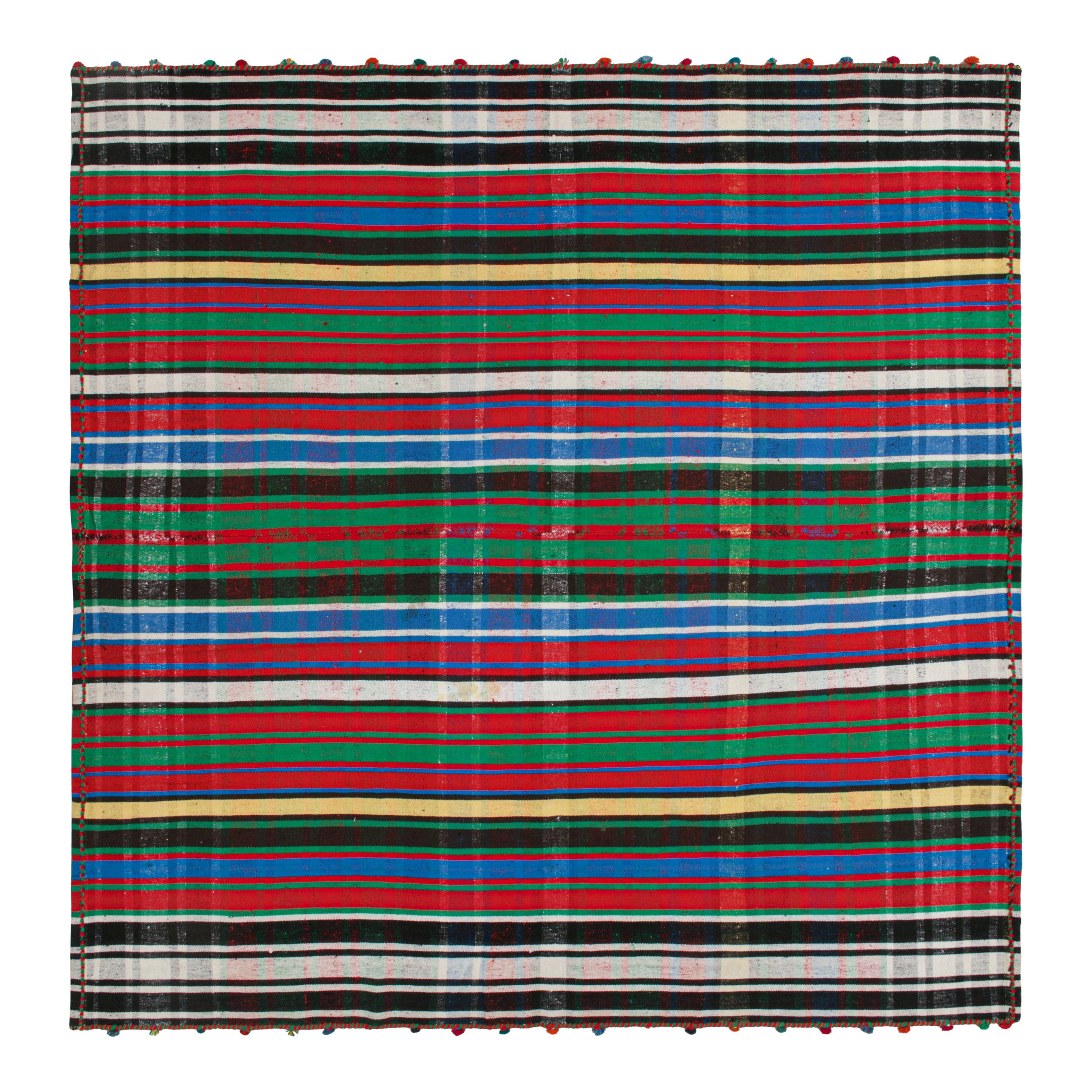Kilim persiano d'epoca a strisce policrome e vibranti in vendita