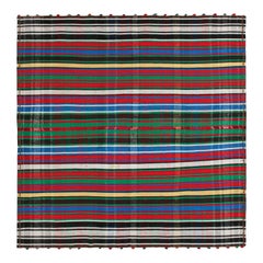 Kilim persiano d'epoca a strisce policrome e vibranti