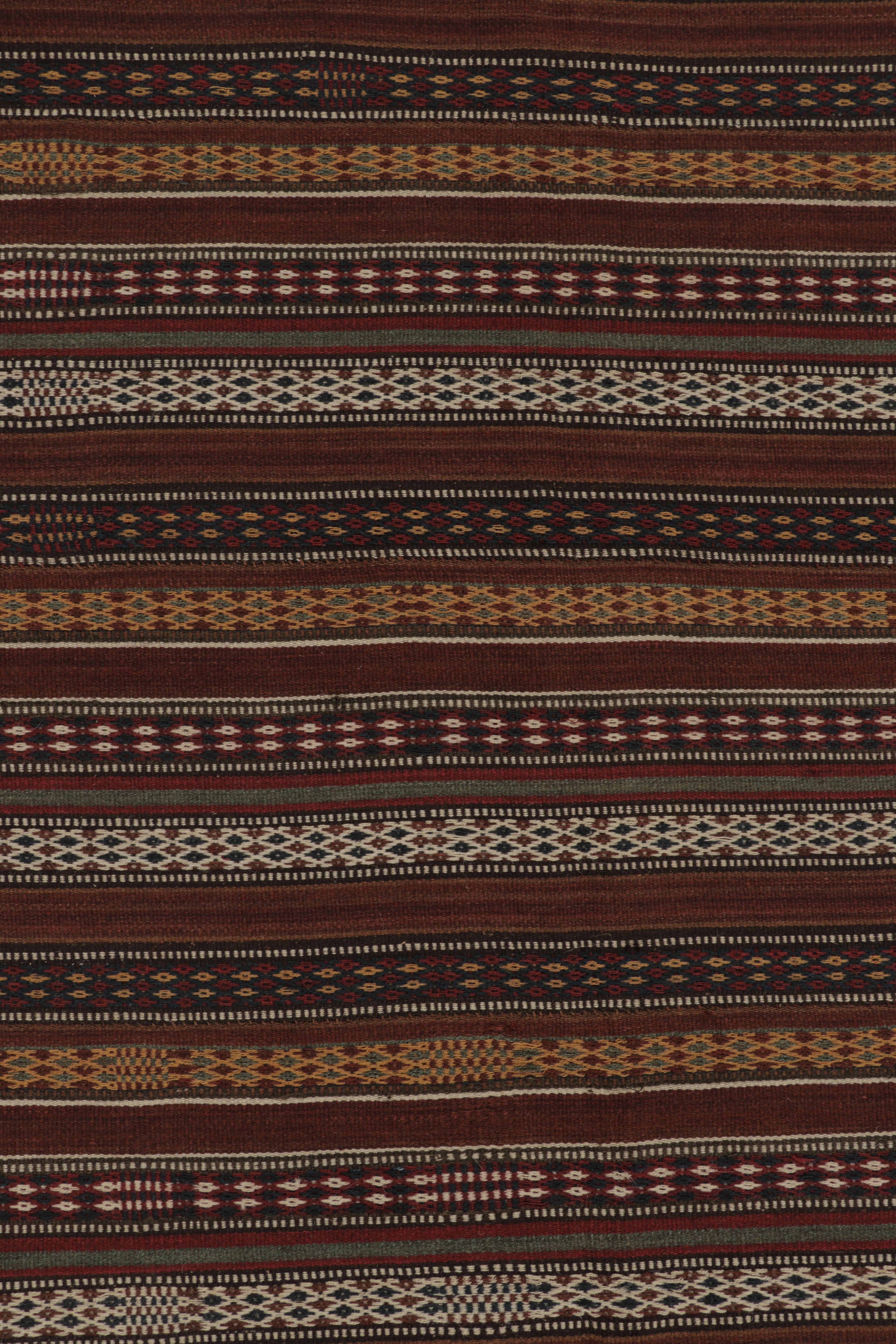 Made with handwoven wool circa 1950-1960, this 6x7 vintage flat-weave Kilim is a particularly intricate and sought-after work of an exciting new curation from Rug & Kilim’s collection of classic kilims and flatweaves.

On the Design:

This detailed