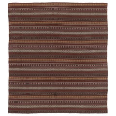 Vintage Persian Kilim, Polychromatic Stripes with Geometric Motifs - Rug
Kilim