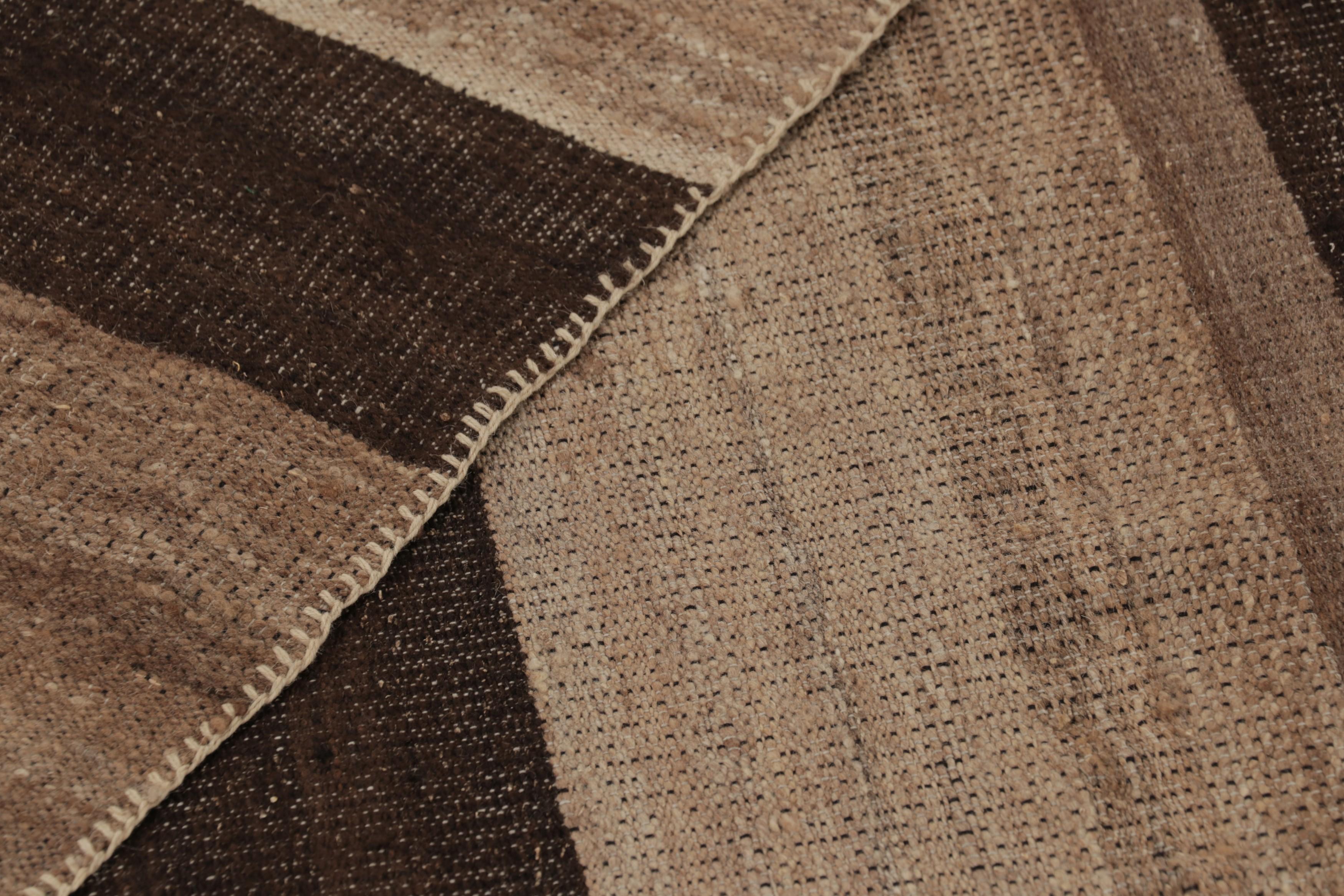 Vintage Persian Kilim Rug, Beige-Brown and Cream Geometric Stripes - Rug & Kilim For Sale 1