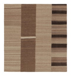 Vintage Persian Kilim Rug, Beige-Brown and Cream Geometric Stripes - Rug & Kilim