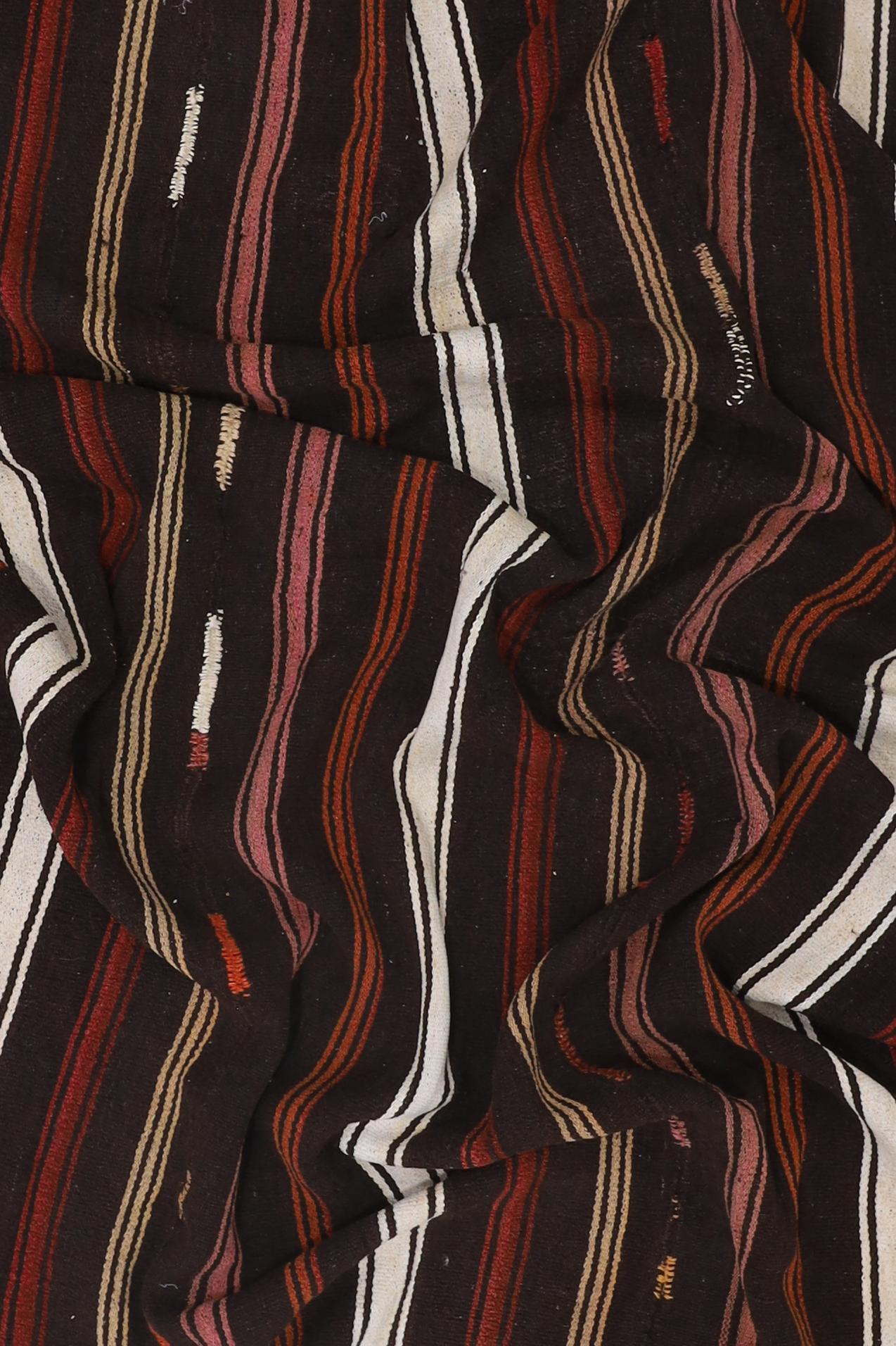 Colors: Washed black, tomato, sandstone, burnt orange, dusty pink, white
Wear Notes: 1
Pile: Flatweave

We love the playful and organic feel of the various color stripes and wabi-sabi stitching. The perfect way to add a little pop of color to