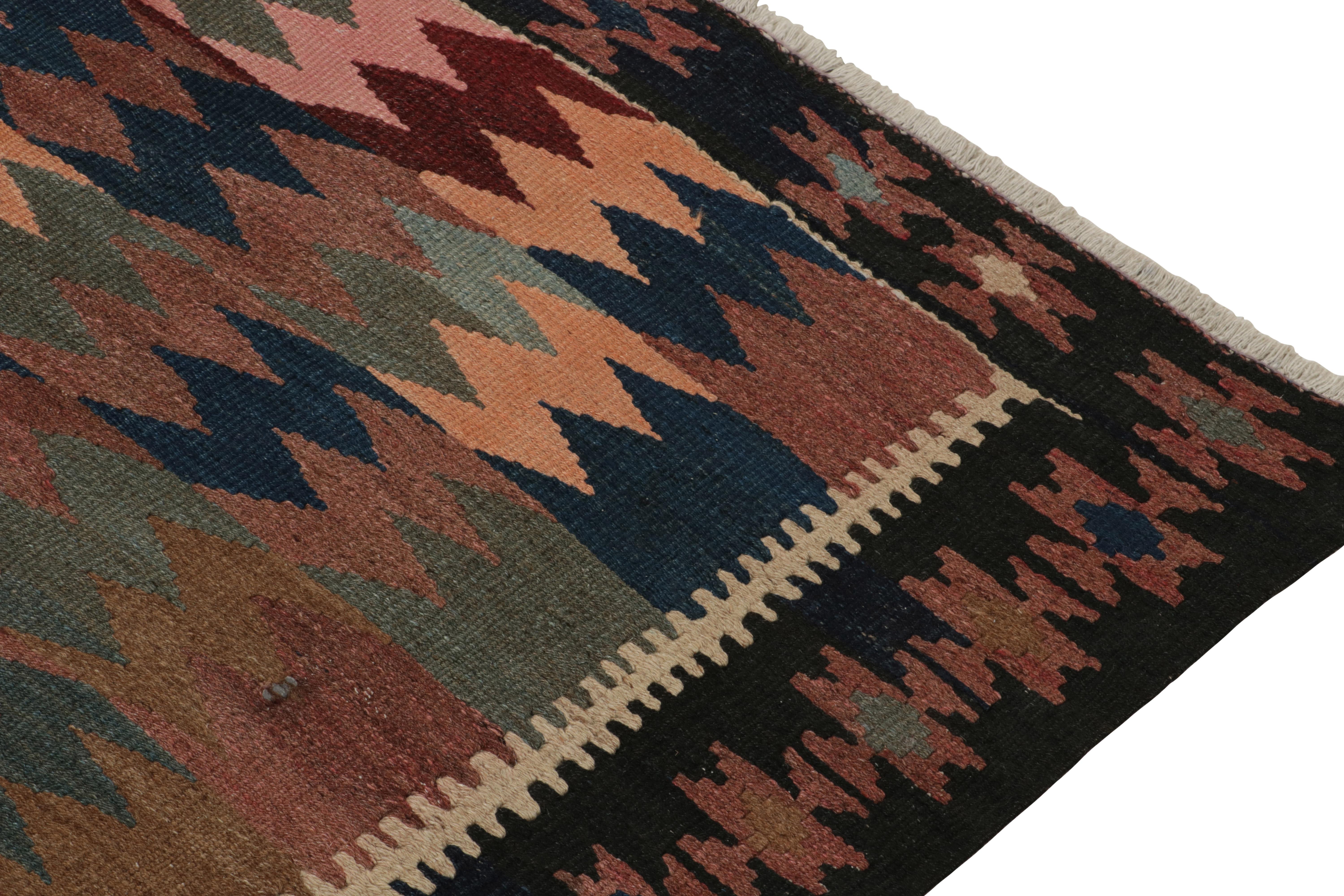 Mid-20th Century Vintage Persian Kilim Rug in Beige-Brown Tribal Geometric Pattern by Rug & Kilim For Sale