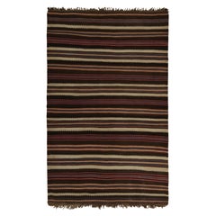 Vintage Persian Kilim Rug in Brown with Beige and Red Stripes by Rug & Kilim