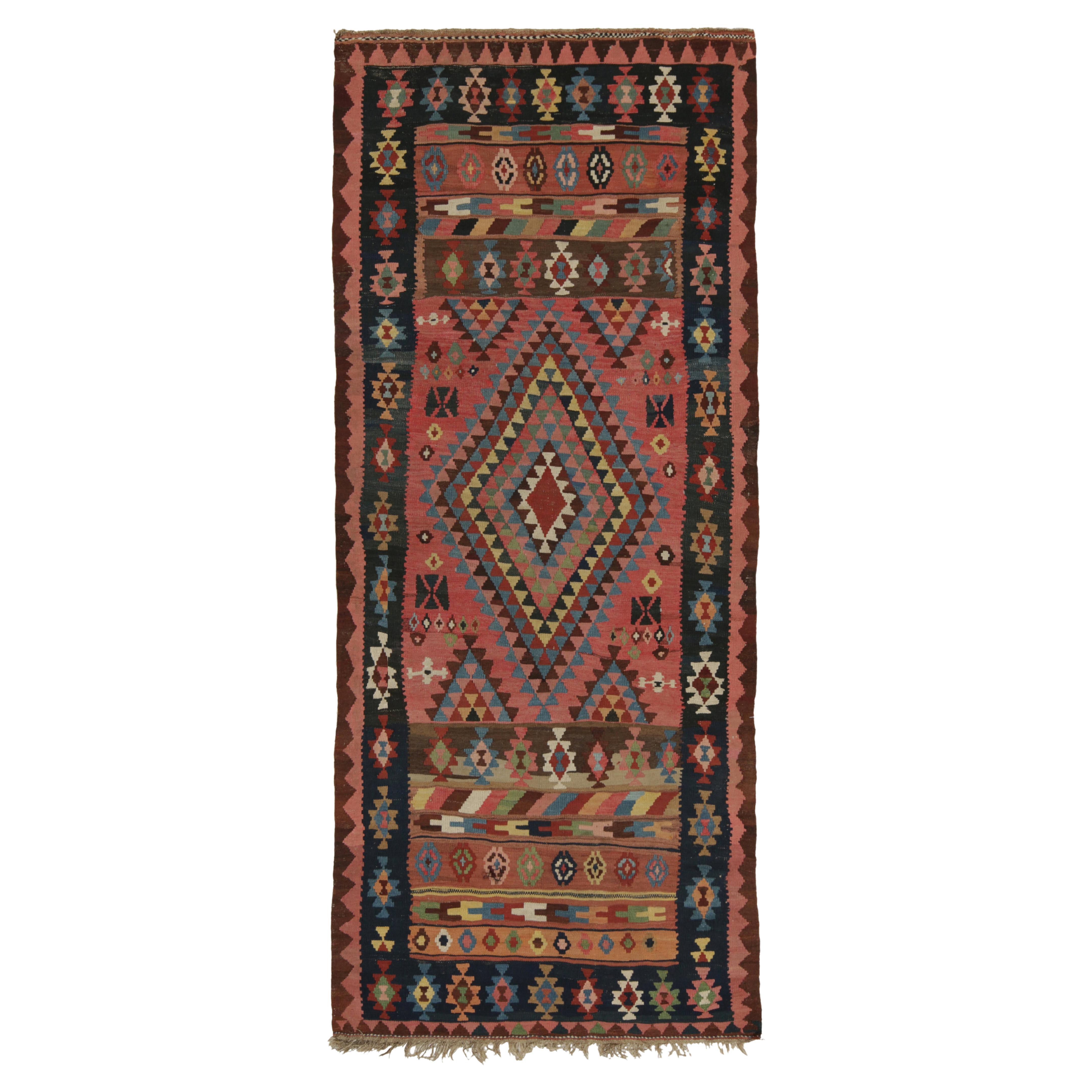 Vintage Persian Kilim rug in Pink with Geometric Patterns For Sale