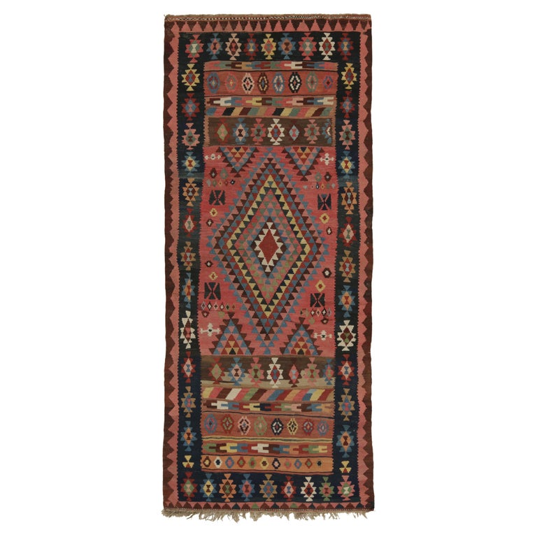 Persian Geometric Patterns Rugs Vintage Persian Kilim rug in Pink with Geometric Patterns For Sale at ...