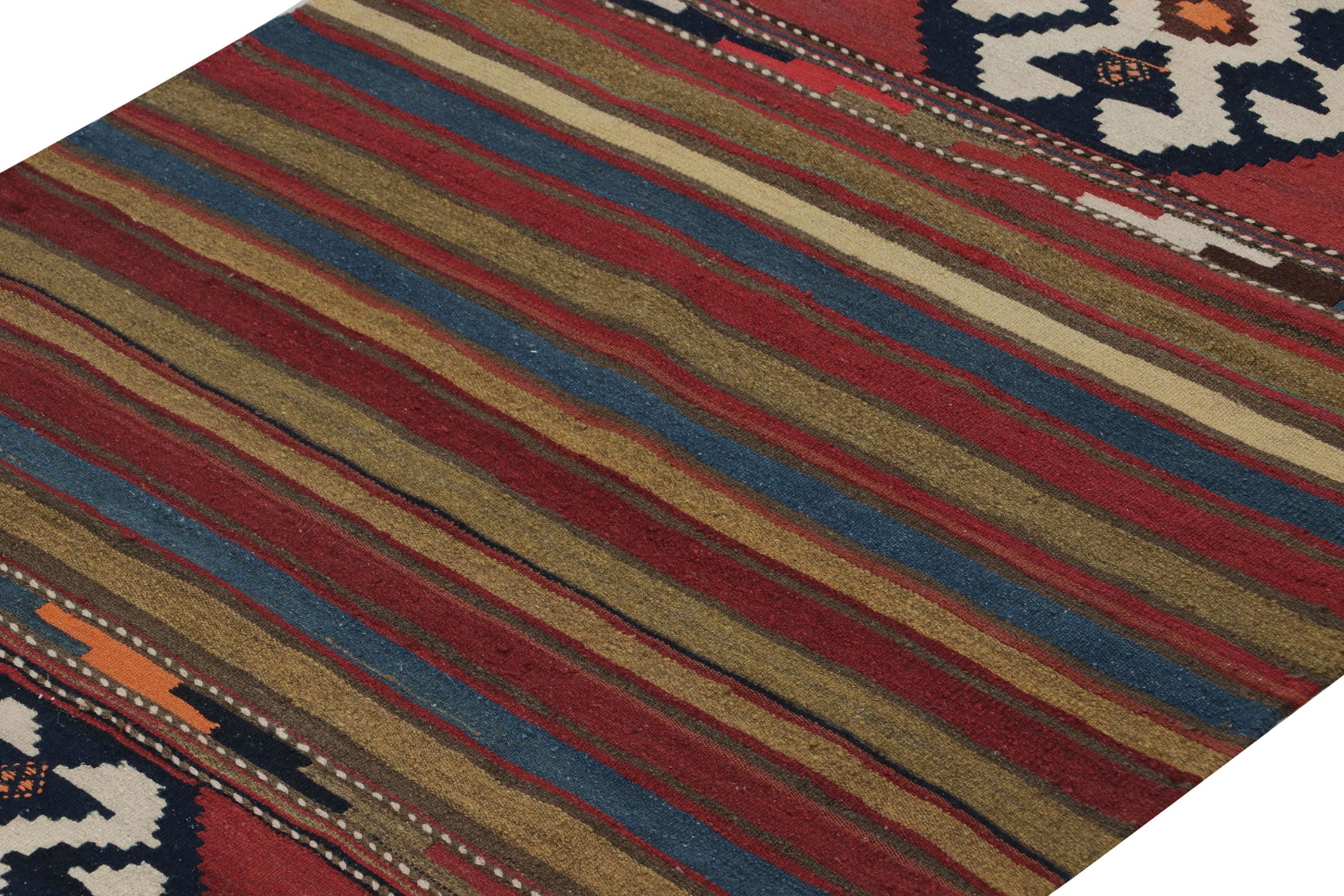 Hand-Knotted Vintage Persian Kilim Rug in Polychromatic Geometric Patterns by Rug & Kilim For Sale