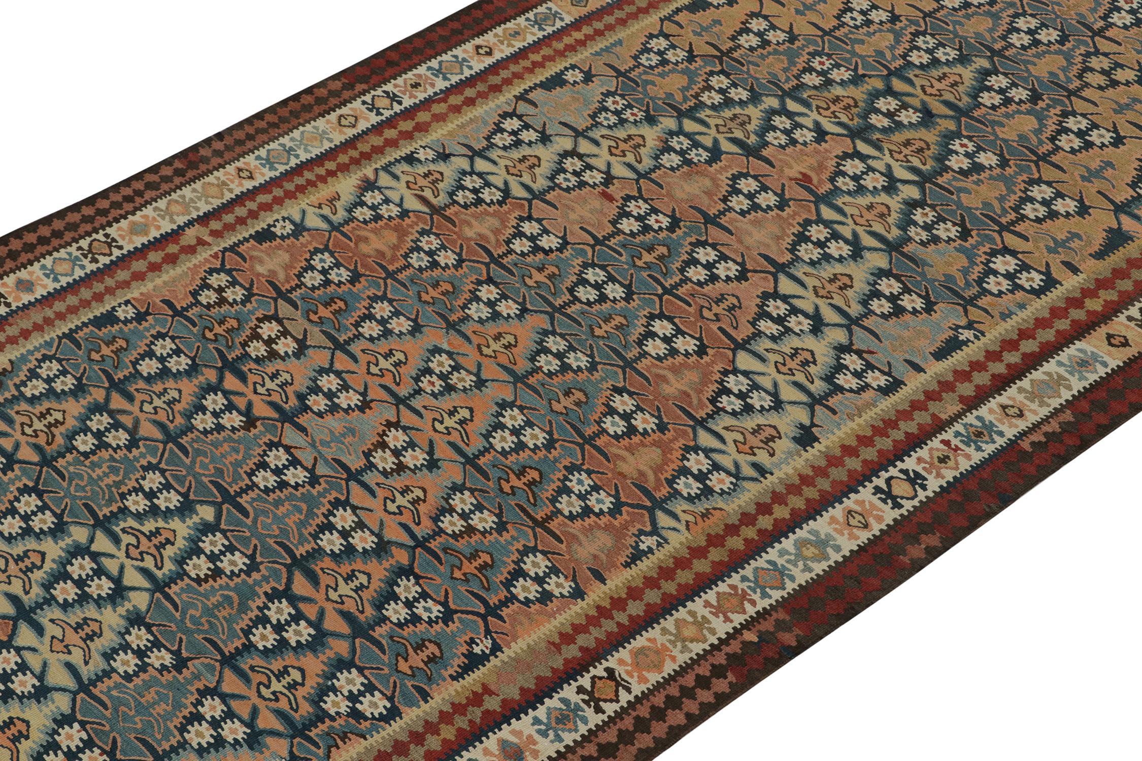 Hand-Knotted Vintage Persian Kilim rug in Polychromatic Geometric Patterns For Sale