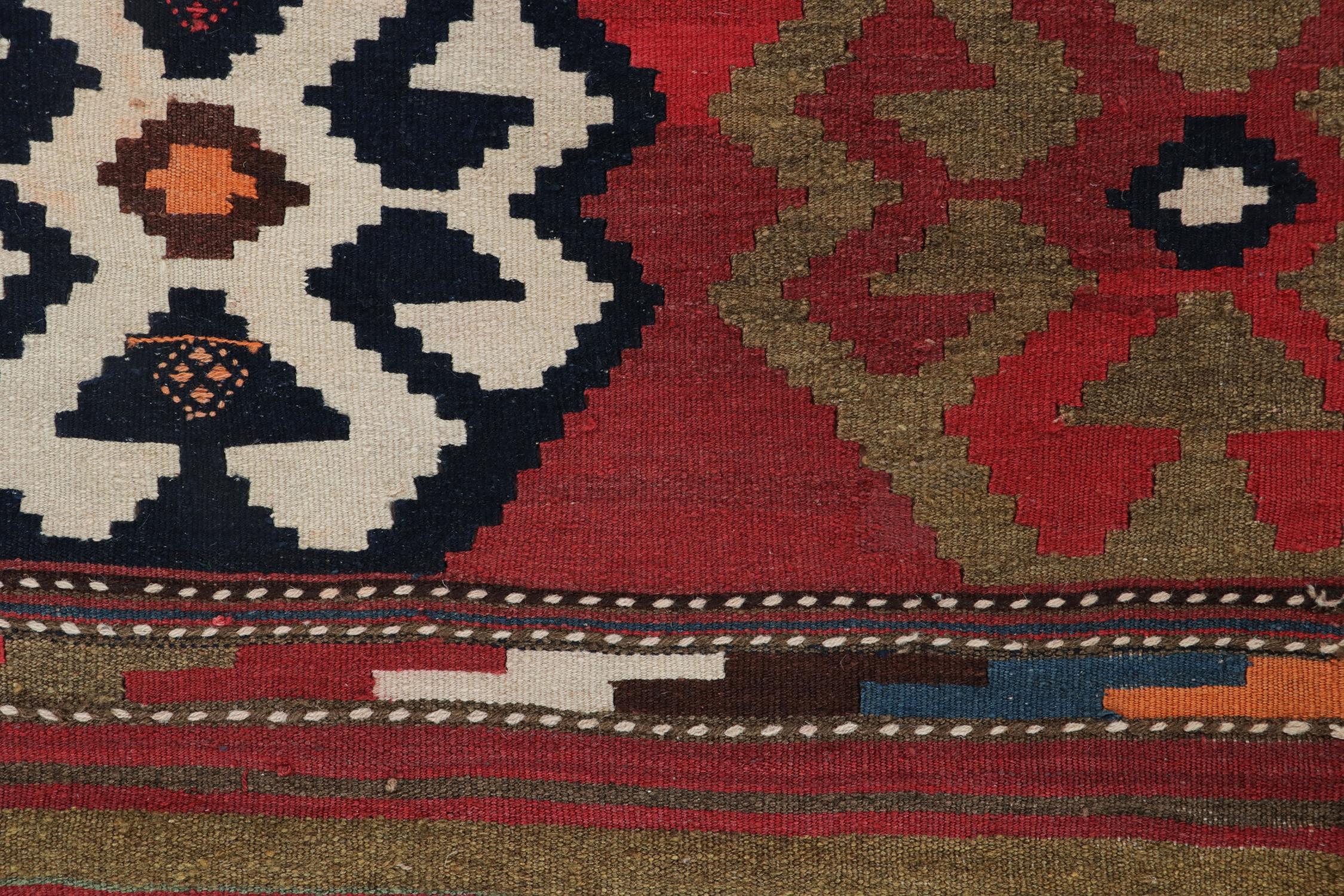 Mid-20th Century Vintage Persian Kilim Rug in Polychromatic Geometric Patterns by Rug & Kilim For Sale