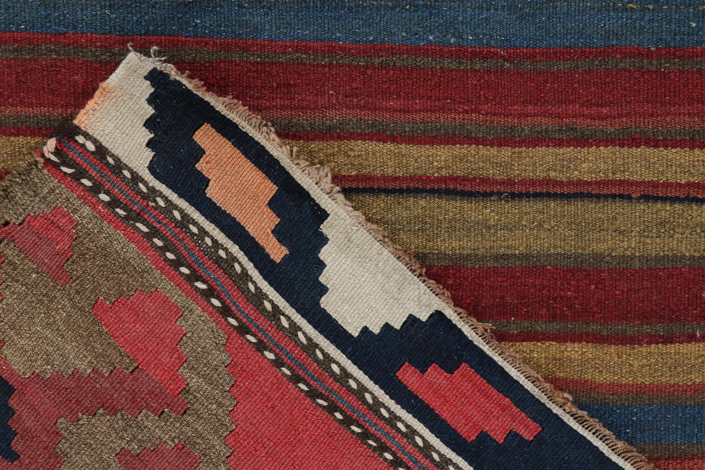 Wool Vintage Persian Kilim Rug in Polychromatic Geometric Patterns by Rug & Kilim For Sale