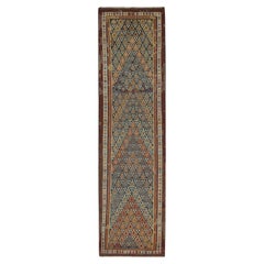 Retro Persian Kilim rug in Polychromatic Geometric Patterns