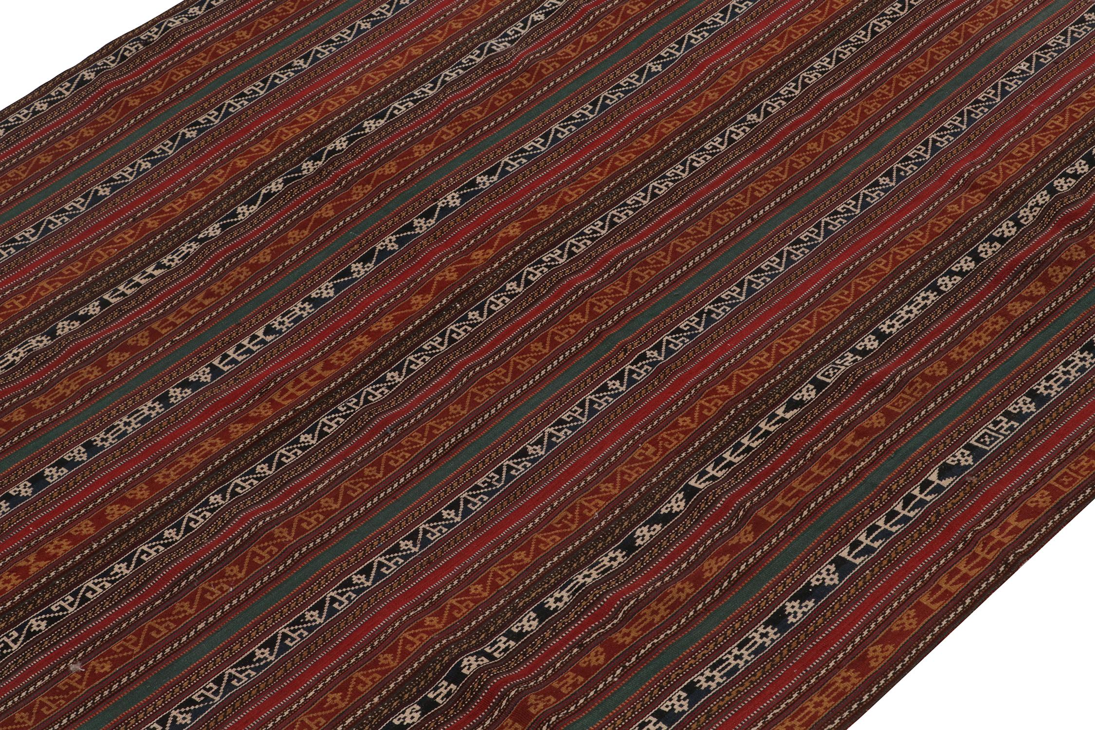 Hand-Knotted Vintage Persian Kilim Rug in Polychromatic Striped Patterns by Rug & Kilim For Sale