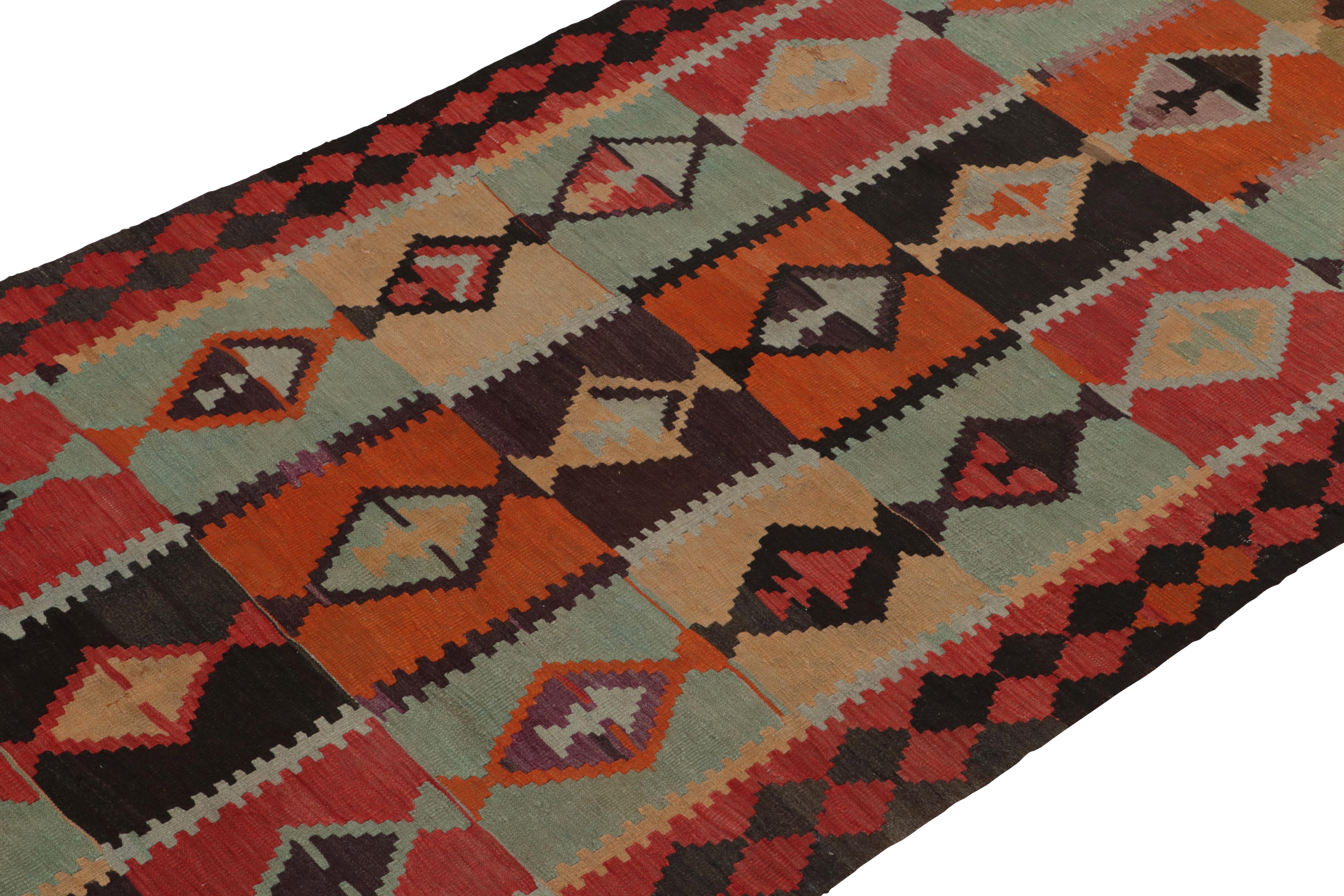 Vintage Persian Kilim rug in Red, Orange Tribal Geometric Pattern by Rug & Kilim In Good Condition For Sale In Long Island City, NY