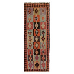 Tapis persan Kilim vintage à motif géométrique tribal rouge et orange par Rug & Kilim