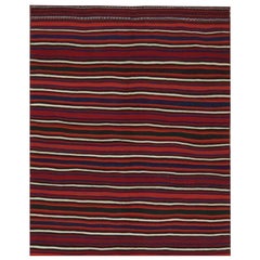Persischer Vintage-Kilim-Teppich mit roten, weißen und blauen Streifen von Rug & Kilim