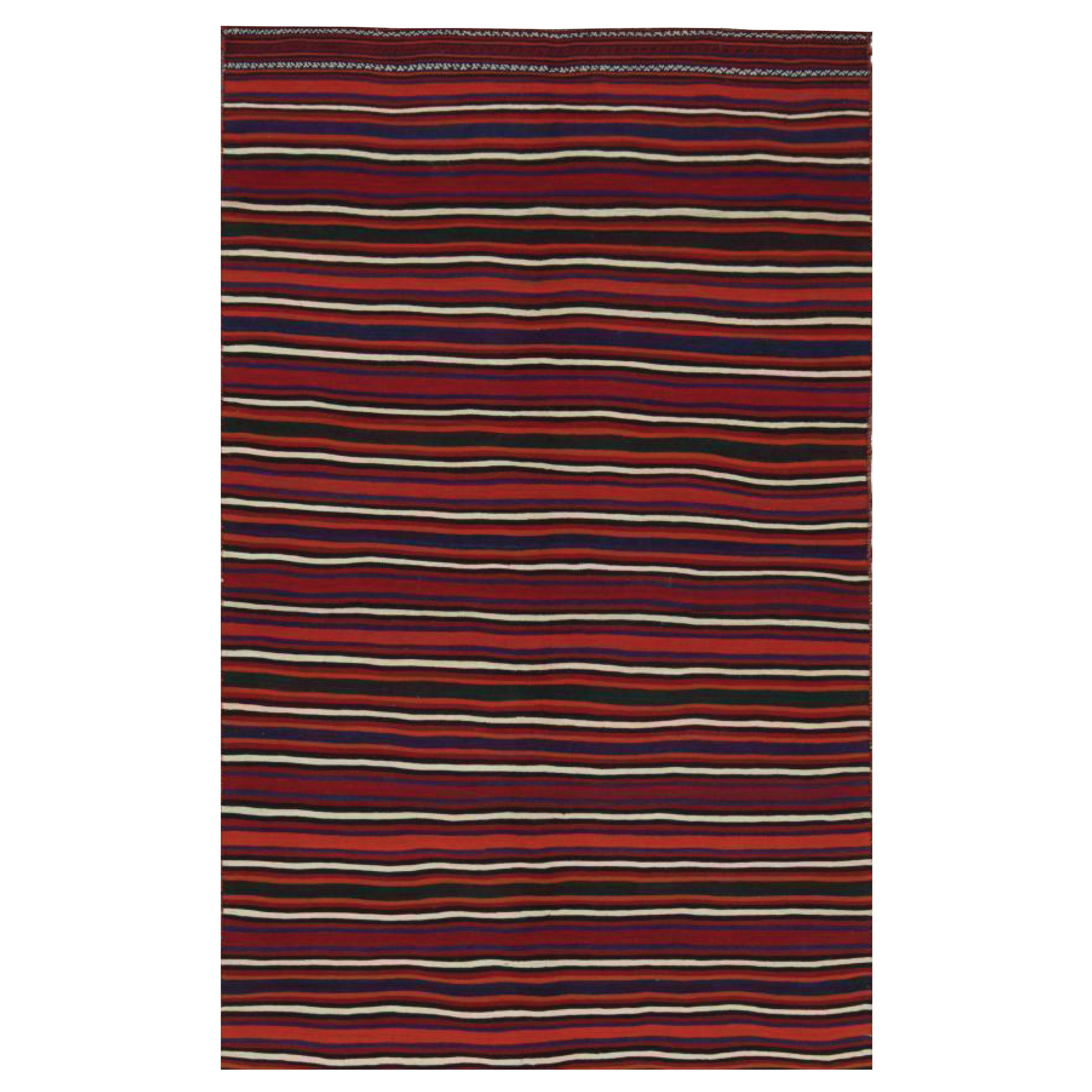 Persischer Vintage-Kilim-Teppich mit roten, weißen und blauen Streifen von Rug 
Kilim