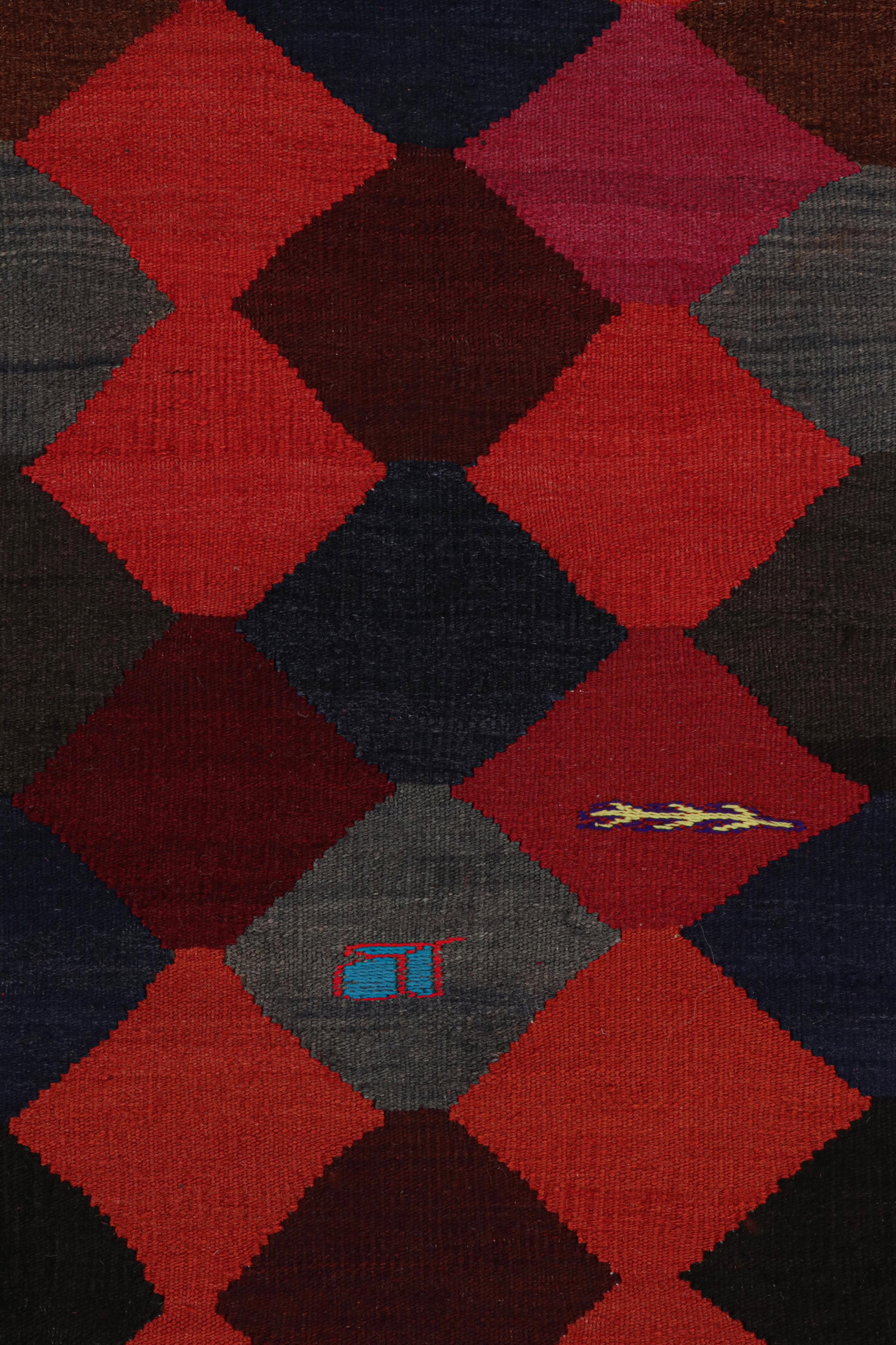 Vintage Persian Kilim rug in Red with Colorful Stripes by Rug & Kilim In Good Condition For Sale In Long Island City, NY