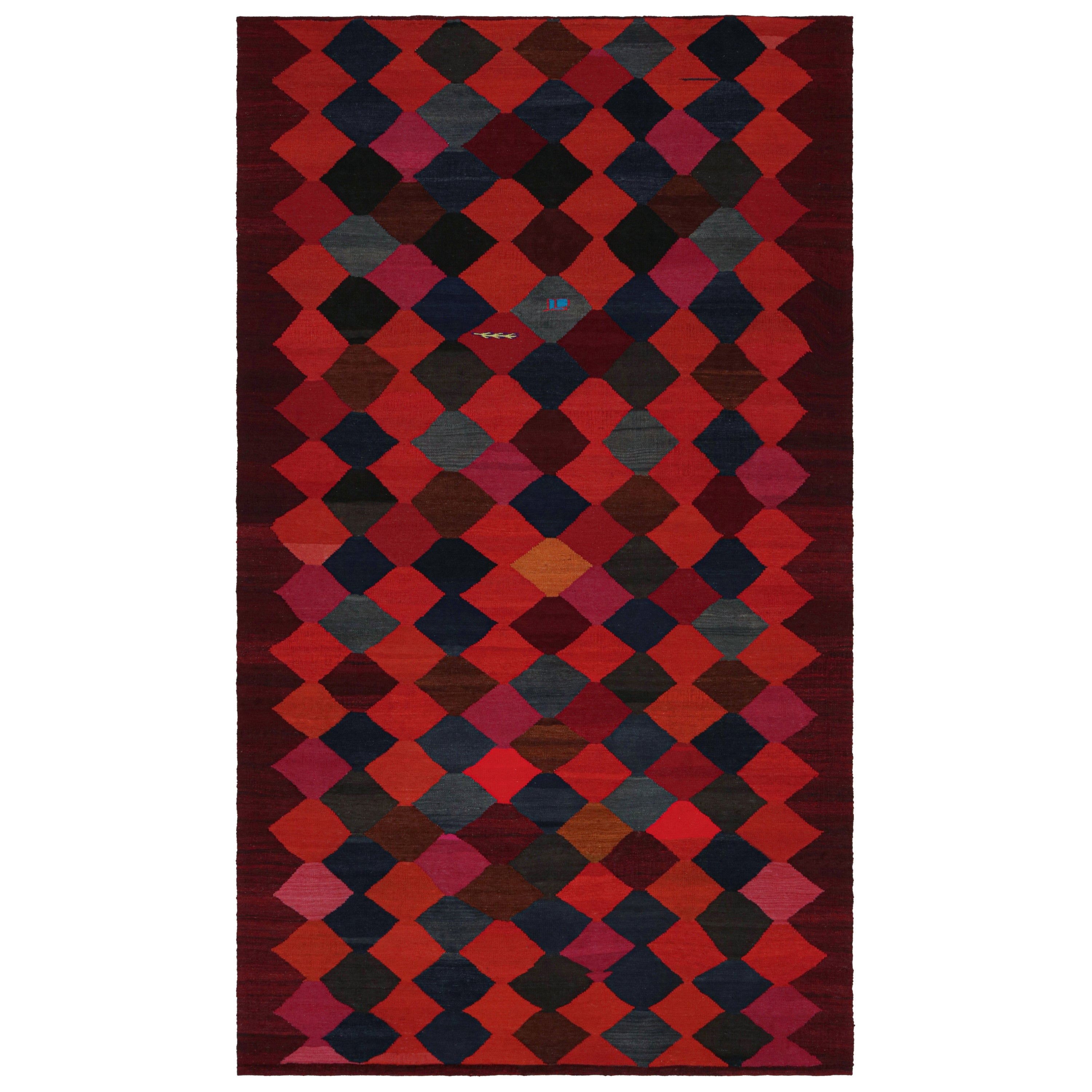 Persischer Vintage-Kelim-Teppich in Rot mit bunten Streifen von Rug & Kilim, Vintage