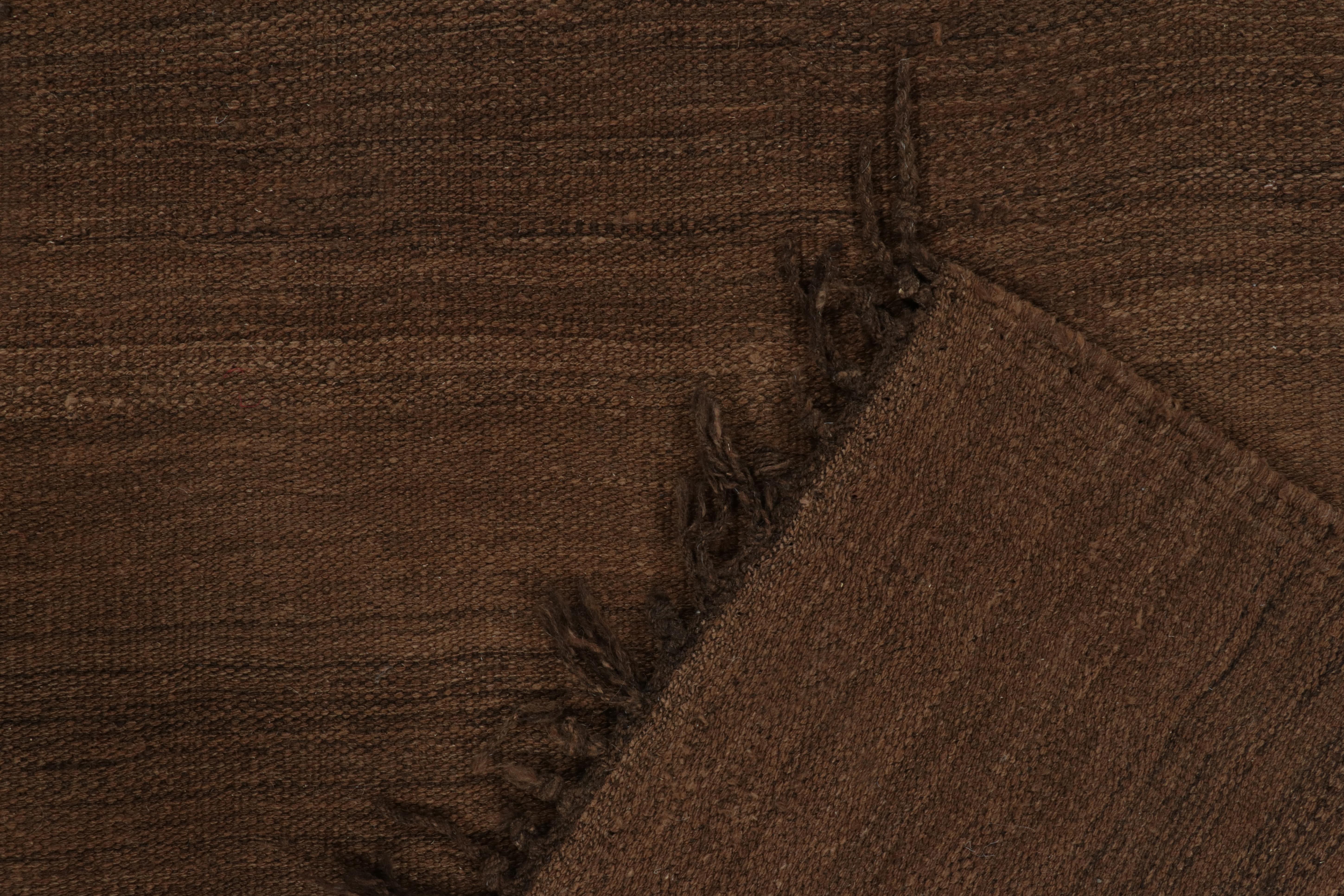 Wool Vintage Persian Kilim Rug in Solid Brown by Rug & Kilim For Sale