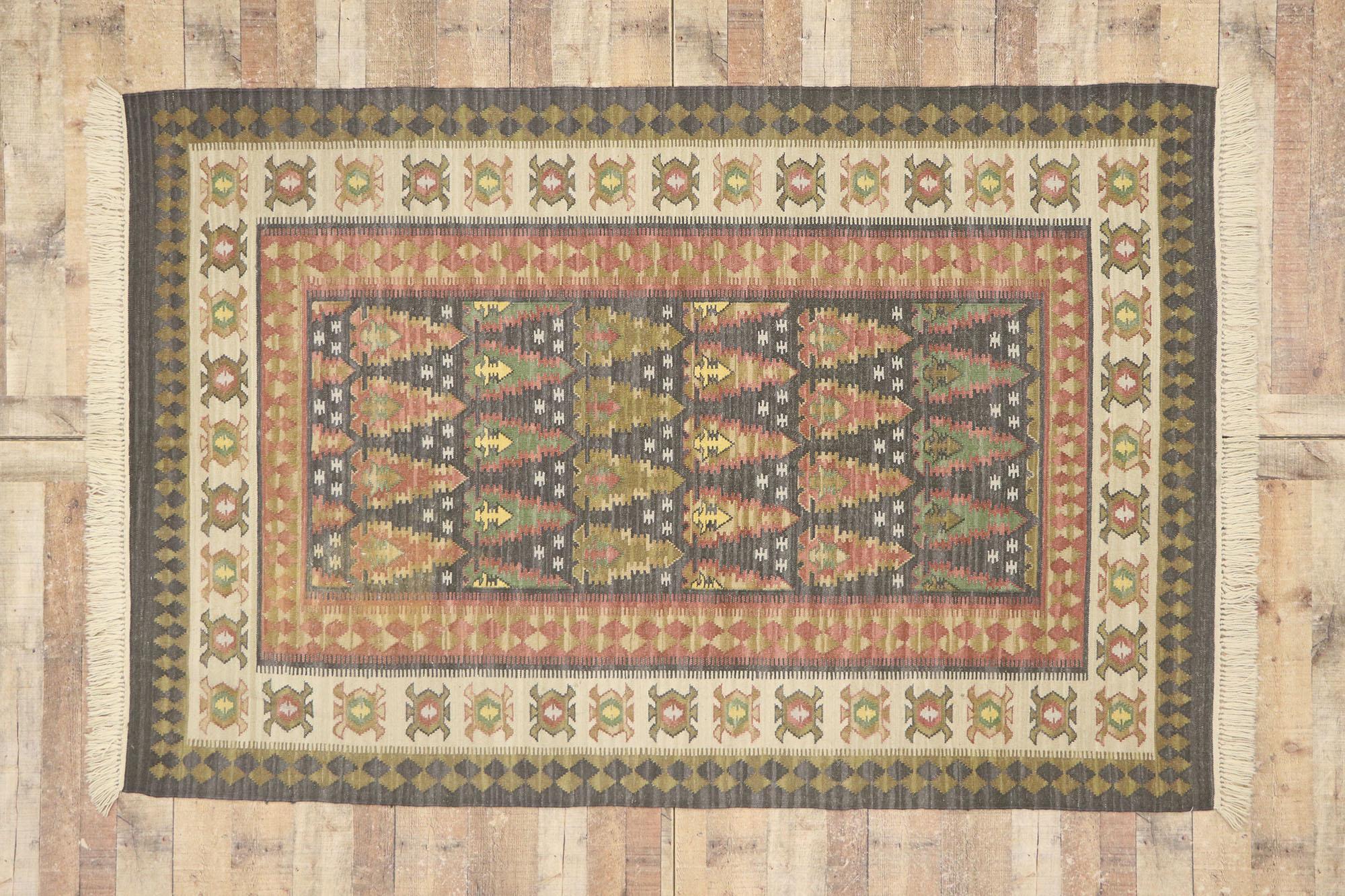 Vintage Persian Kilim Rug with Modern Biophilic Design 2