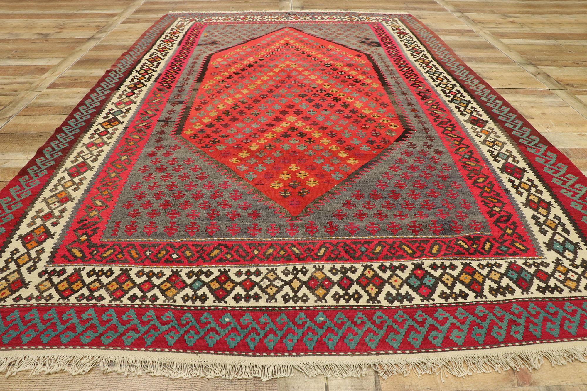 Vintage Persian Tribal Handwoven Wool Rug For Sale 1