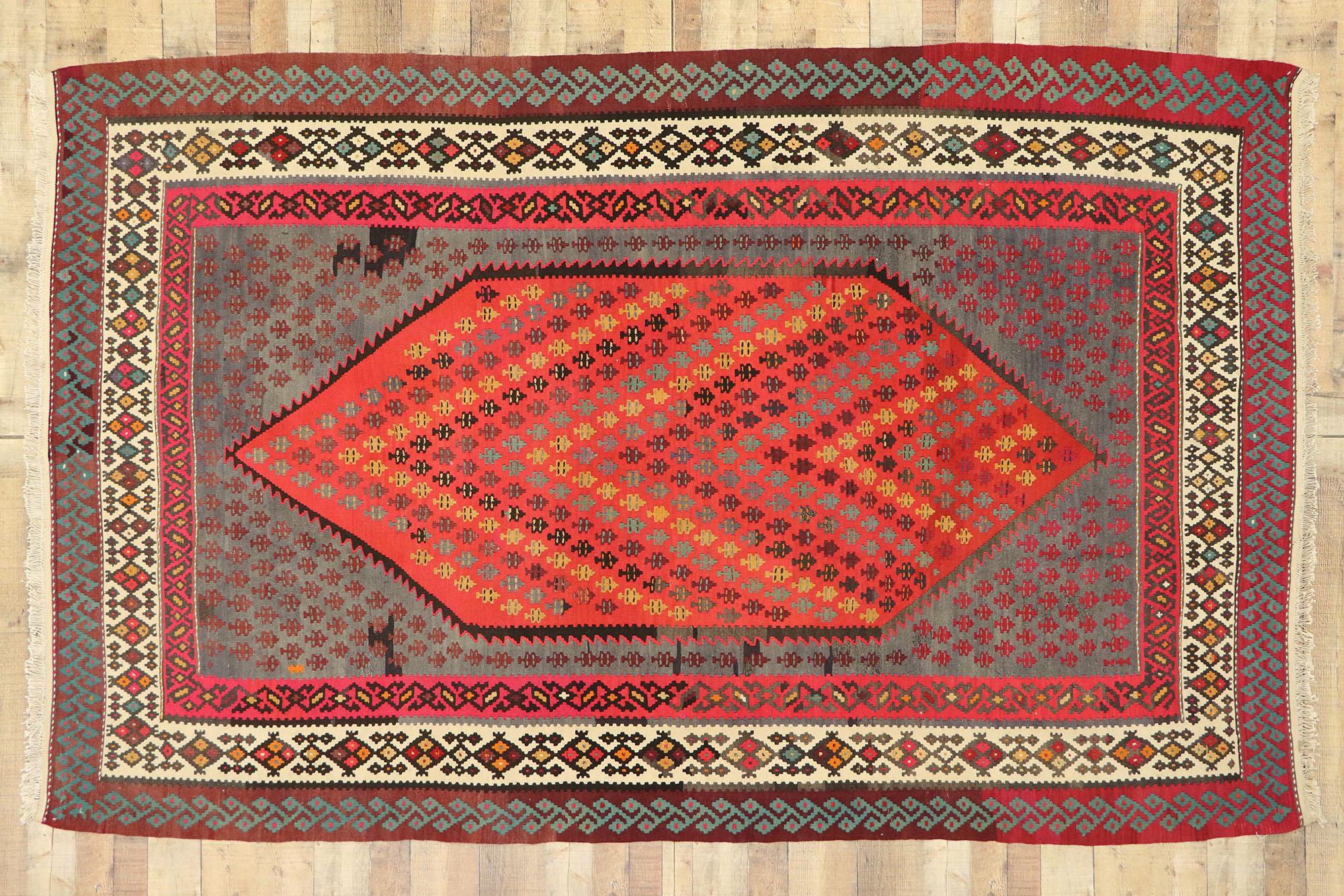 Vintage Persian Tribal Handwoven Wool Rug For Sale 2