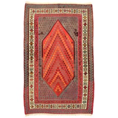 Vintage Persian Tribal Handgewebter Wollteppich