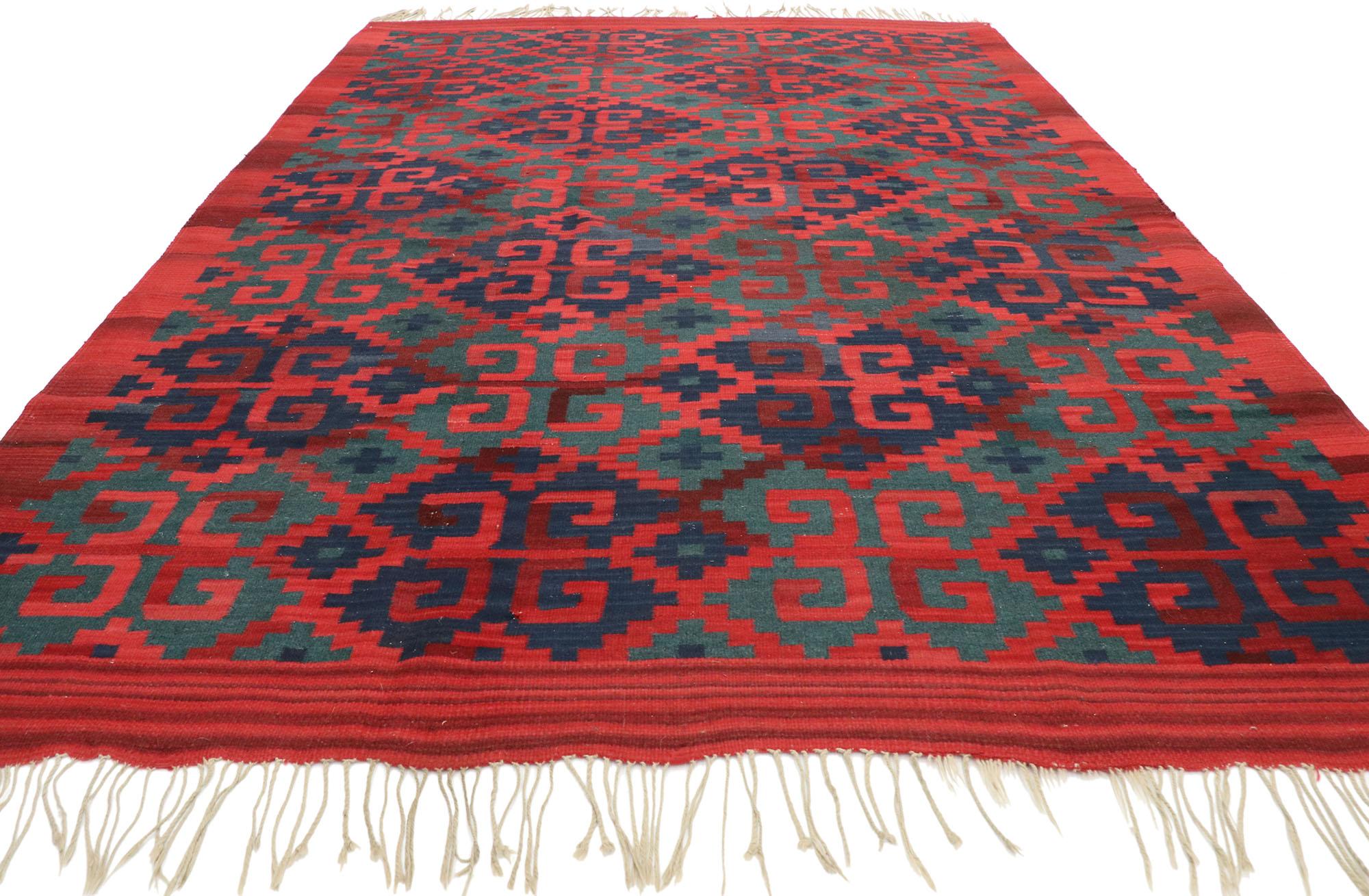 Hand-Woven Vintage Persian Kilim Rug with Modern Northwestern Tribal Style For Sale