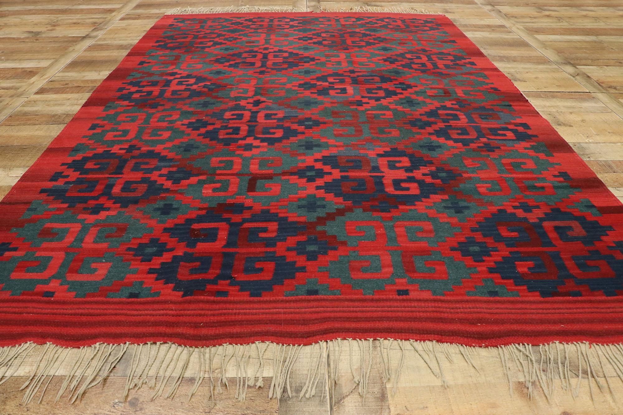 Wool Vintage Persian Kilim Rug with Modern Northwestern Tribal Style For Sale