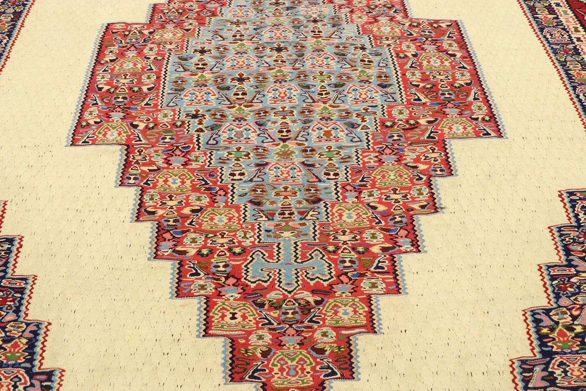 Vintage Persian Kilim Rug with Modern Rustic Tribal Adirondack Lodge Style In Good Condition For Sale In Dallas, TX