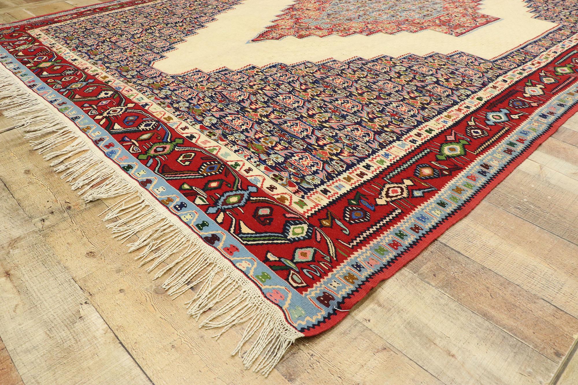 20th Century Vintage Persian Kilim Rug with Modern Rustic Tribal Adirondack Lodge Style For Sale
