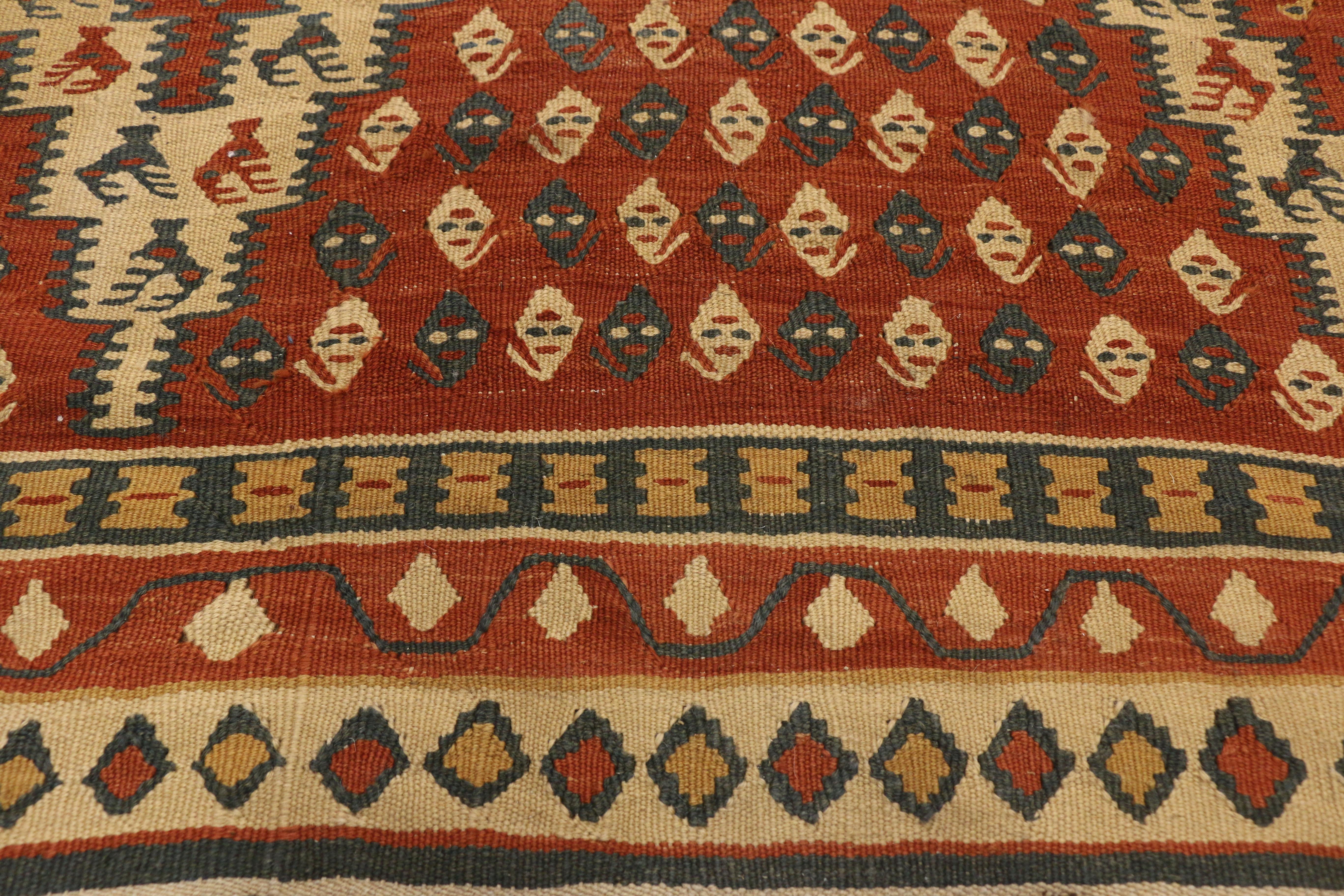 Persiano Tappeto persiano d'epoca a tessitura piatta in lana intrecciata a mano in vendita