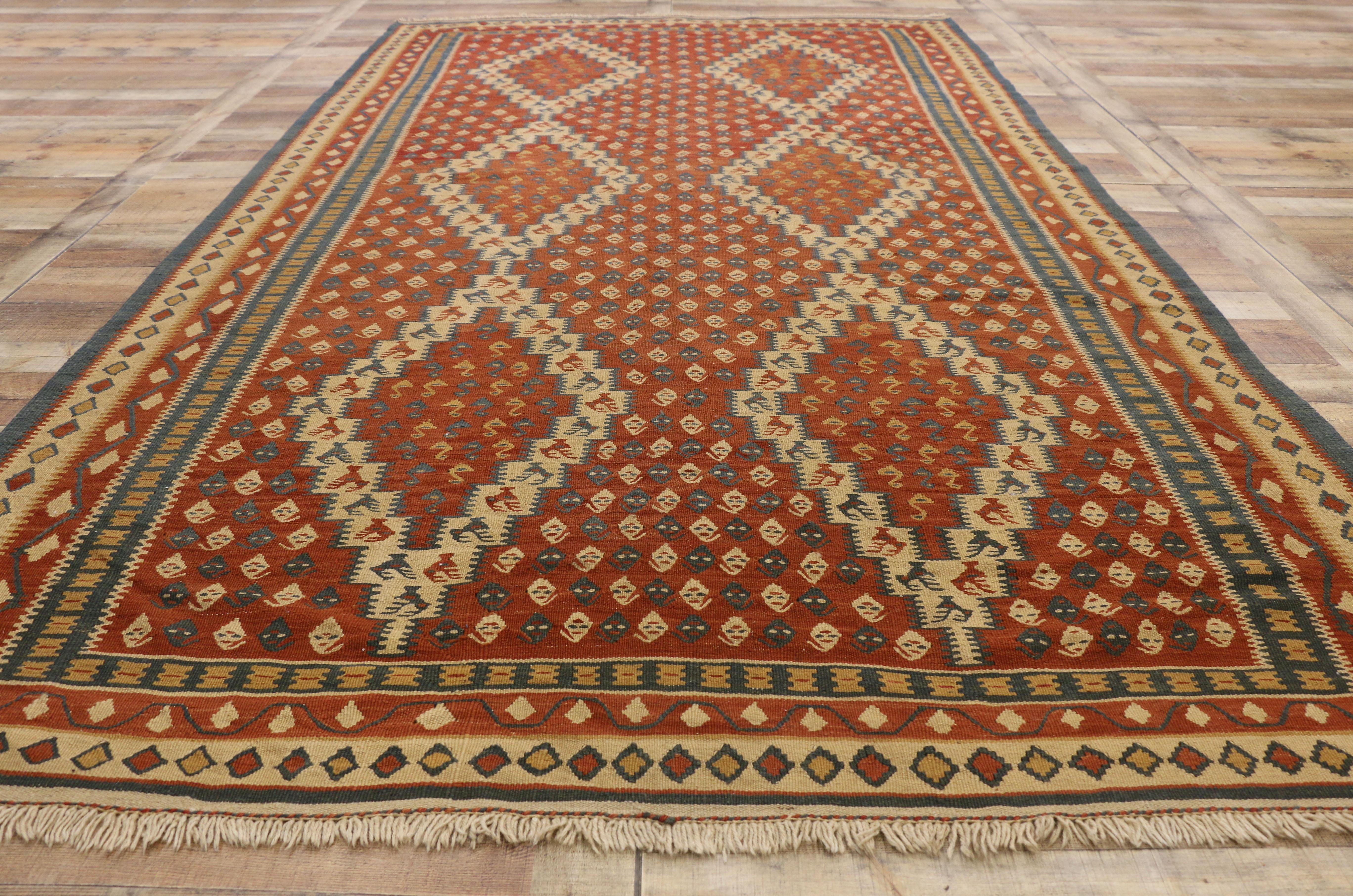 Vintage Persian Kilim Rug with Nomadic Tribal Style For Sale 1