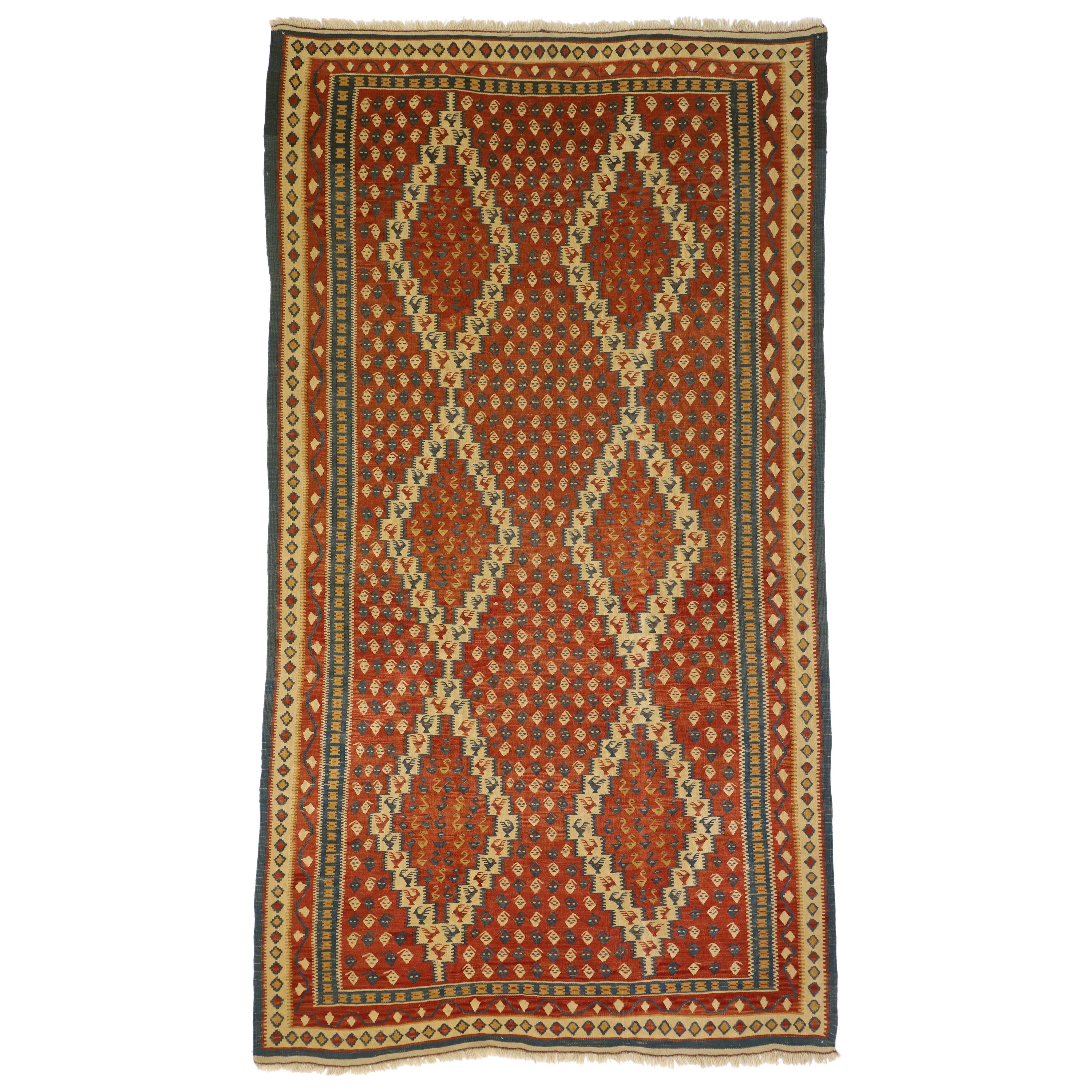 Vintage Persian Kilim Rug with Nomadic Tribal Style