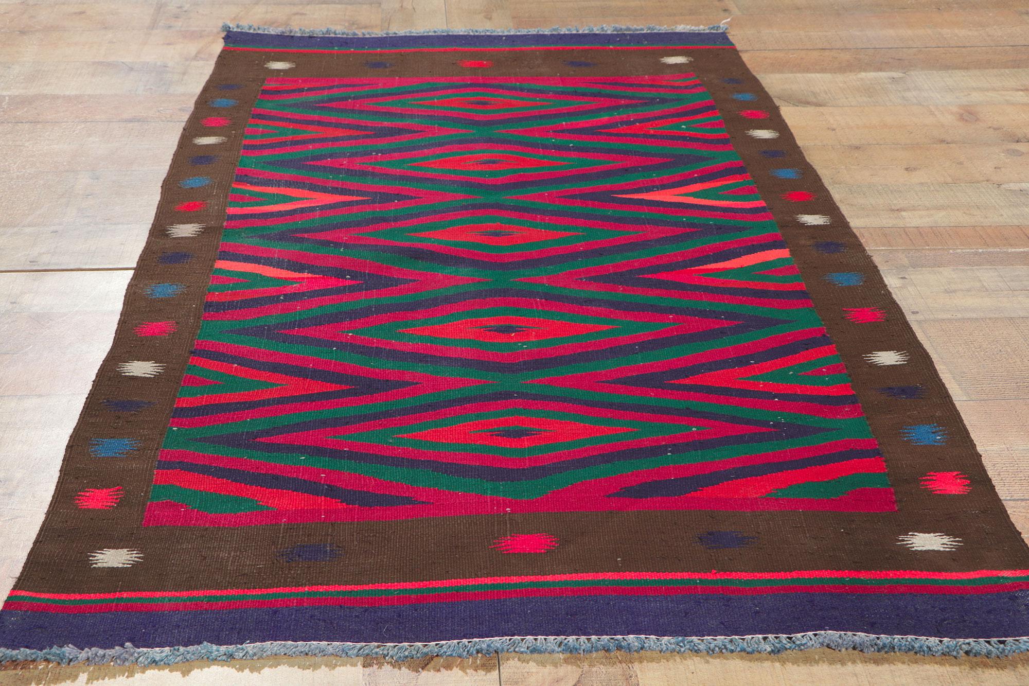 Vintage Persian Kilim Rug, Bold Southwest Meets Tribal Style For Sale 2