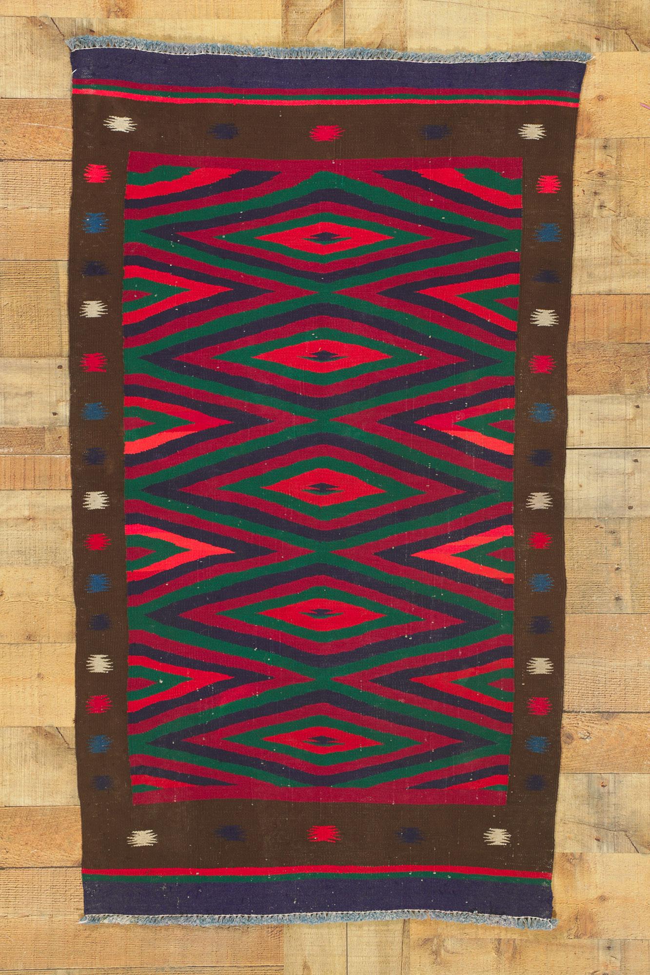 Vintage Persian Kilim Rug, Bold Southwest Meets Tribal Style For Sale 3