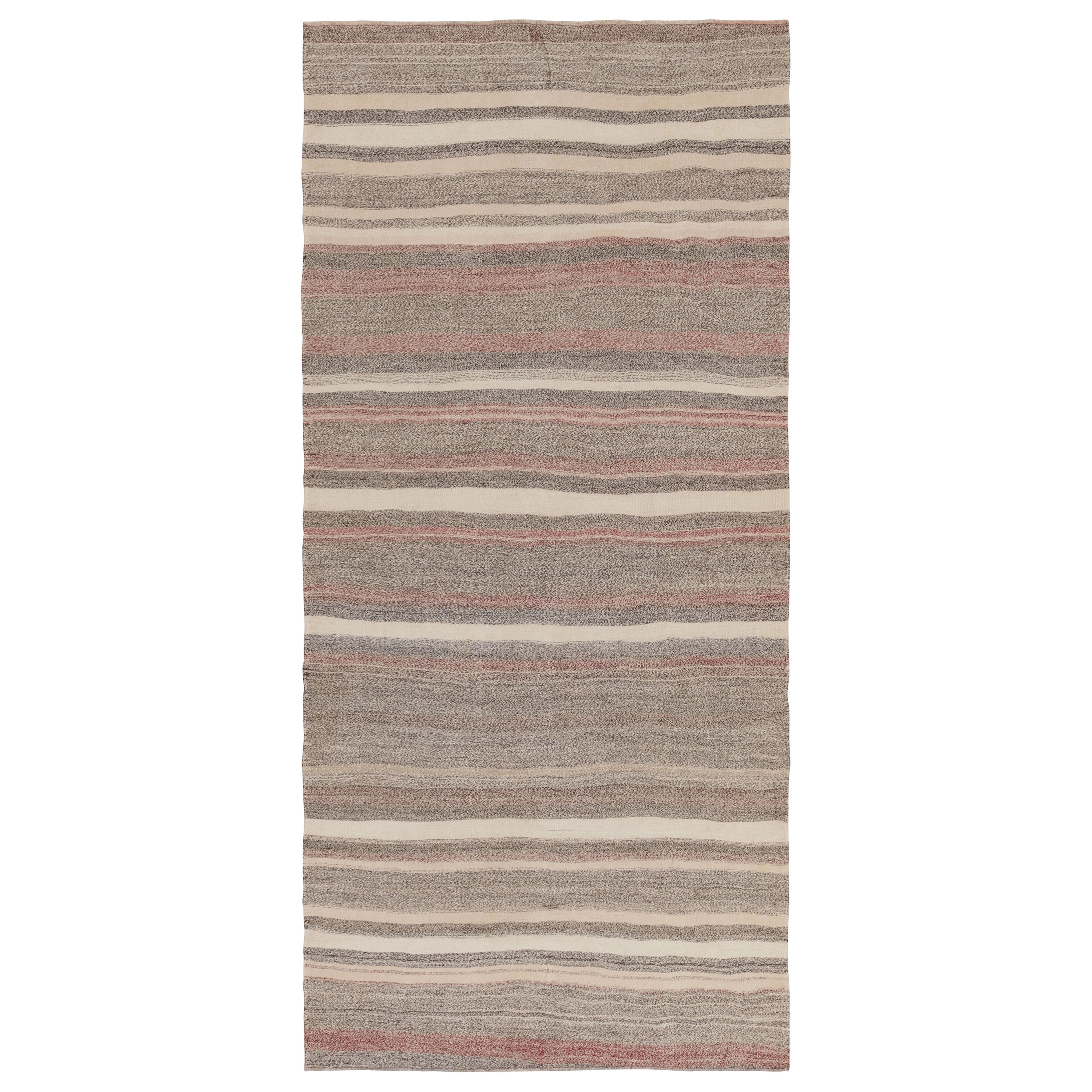 Vintage Persian Kilim Runner in Muted Neutral Stripes - Rug 
Kilim
